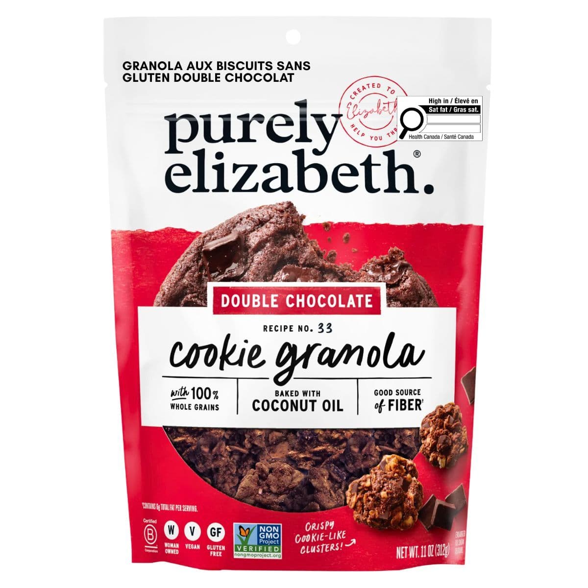 Purely Elizabeth Gluten-Free Cookie Granola Double Chocolate, 312g