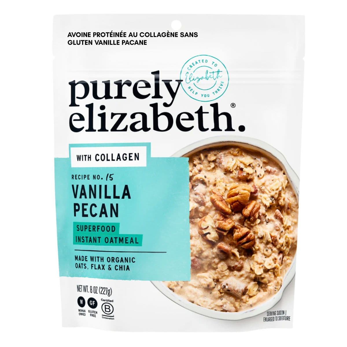 Purely Elizabeth Gluten-Free Collagen Protein Oats Vanilla Pecan, 227g