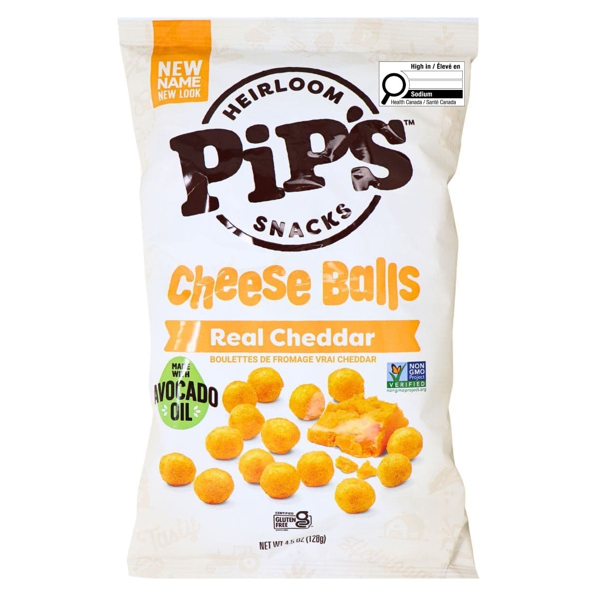 Pipcorn Gluten Free Heirloom Corn Cheese Puff Balls Real Cheddar, 128g