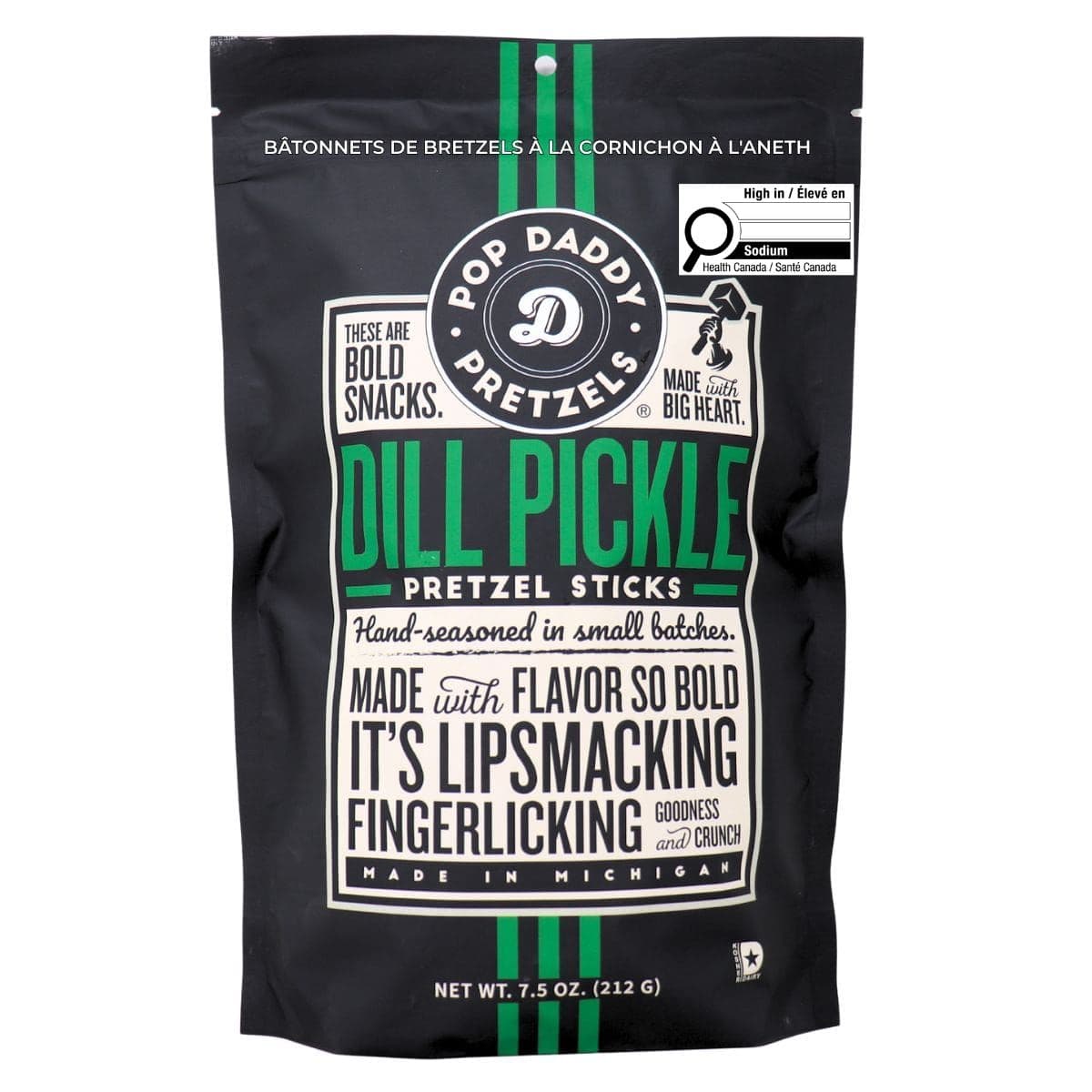 Pop Daddy Pretzel Sticks Dill Pickle, 212 g