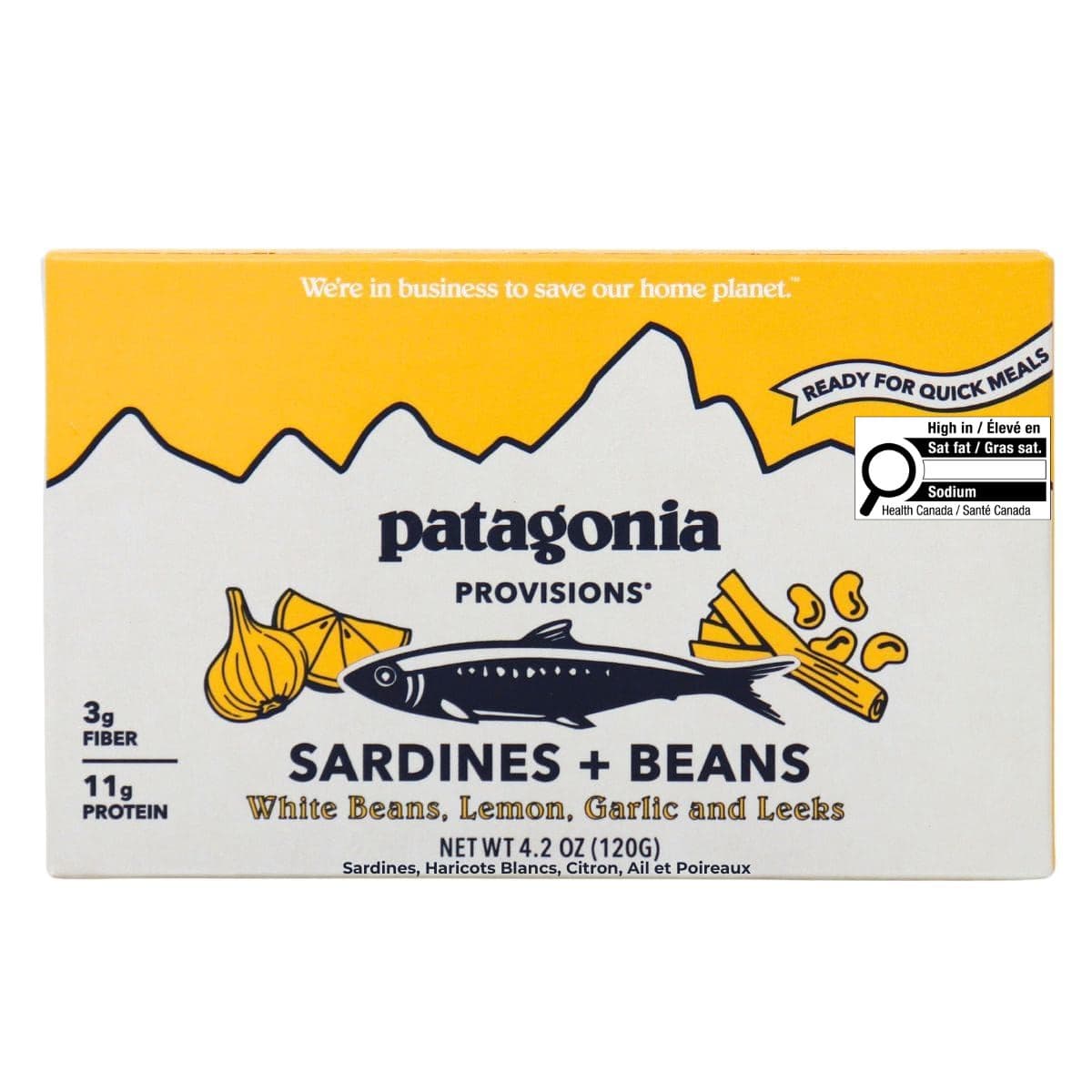 Patagonia Provisions Sardines + White Beans Lemon Garlic & Leeks, 120 g