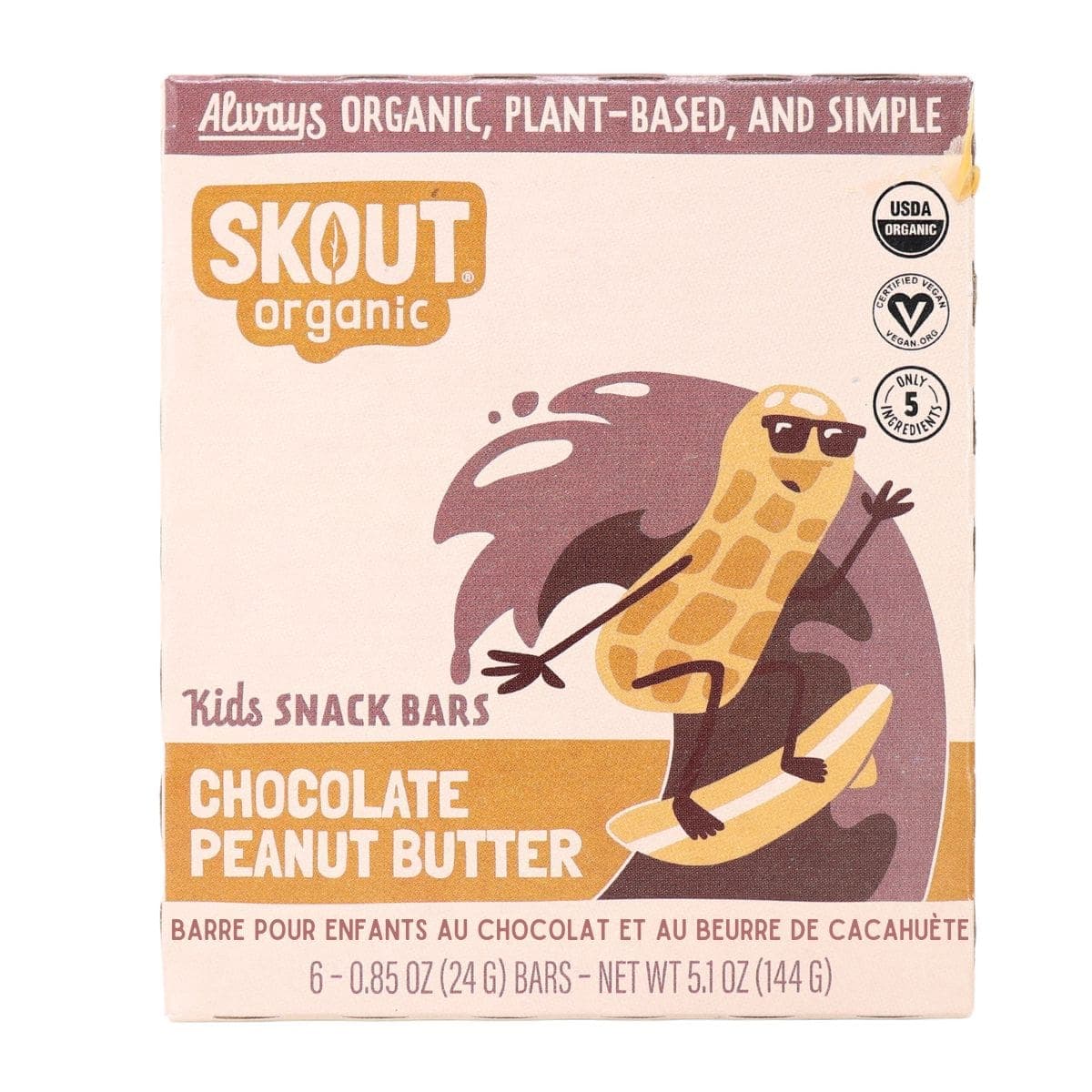 Skout Organic Kids Snack Bars Chocolate Peanut Butter, 6 Bars