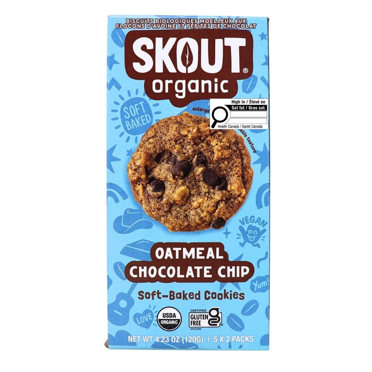 Skout Organic Soft Baked Cookies Oatmeal Chocolate Chip, 5 Pouches