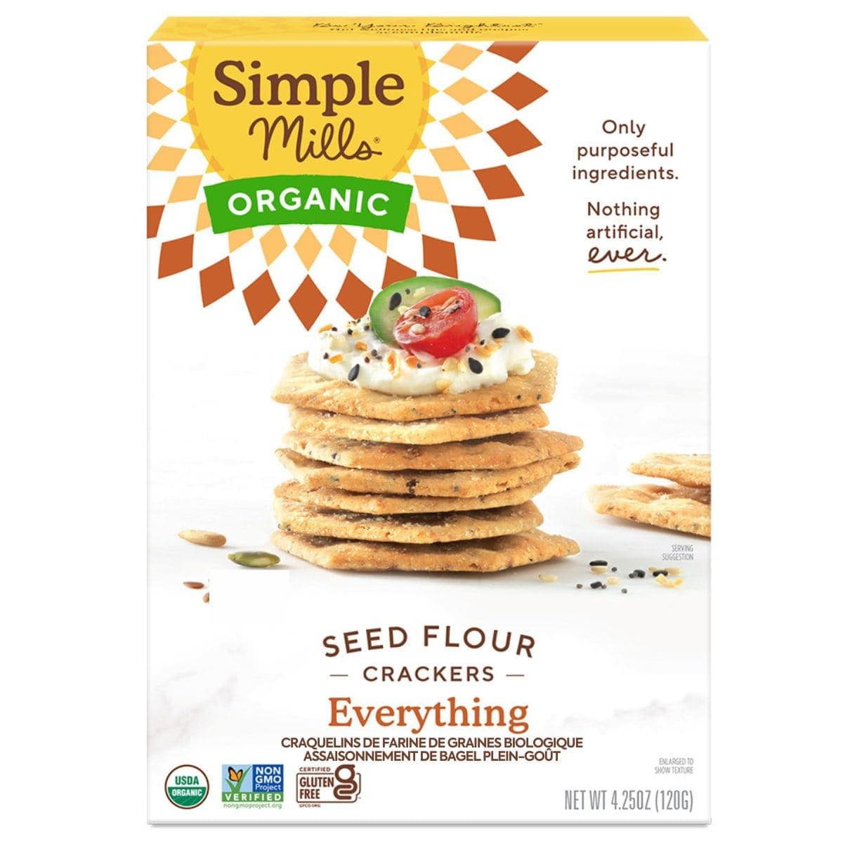 Simple Mills Organic Seed Flour Crackers Everything, 120g