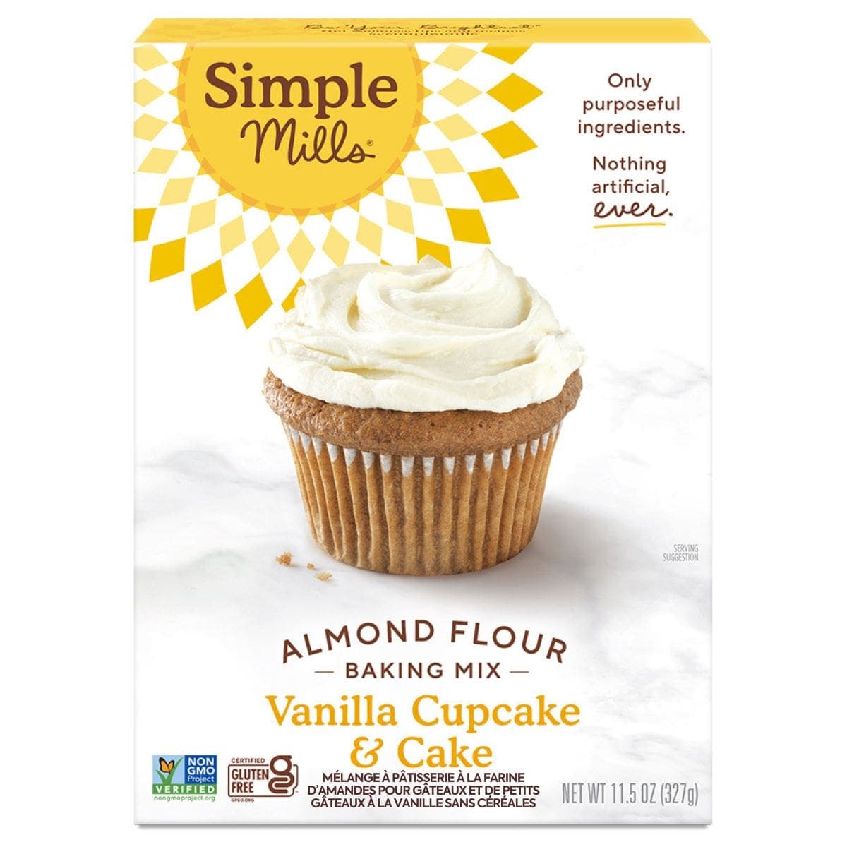 Simple Mills Grain-Free Almond Flour Baking Mix Vanilla Cupcake & Cake, 327g