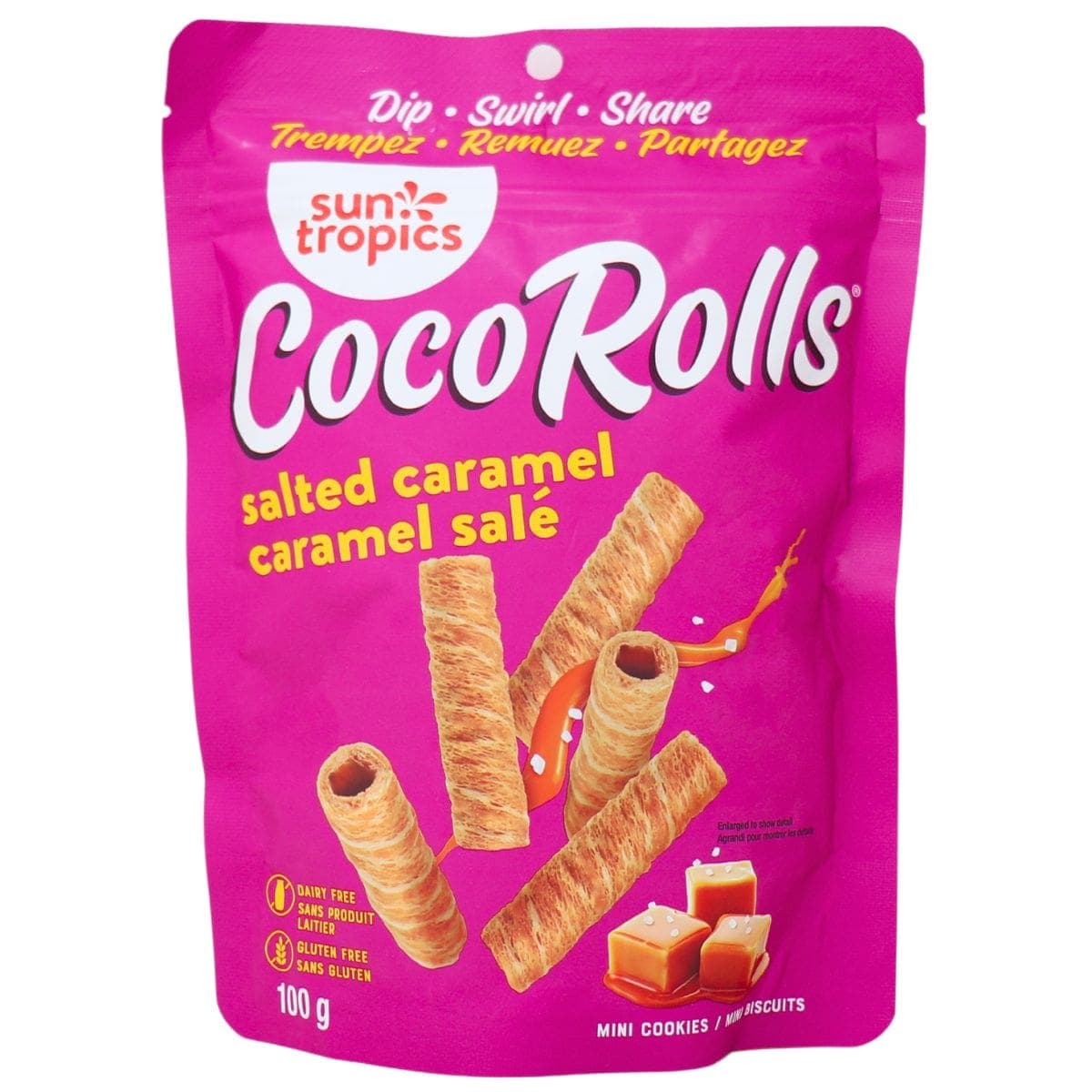 Sun Tropics CocoRolls Salted Caramel Rolled Coconut Wafers, 100g