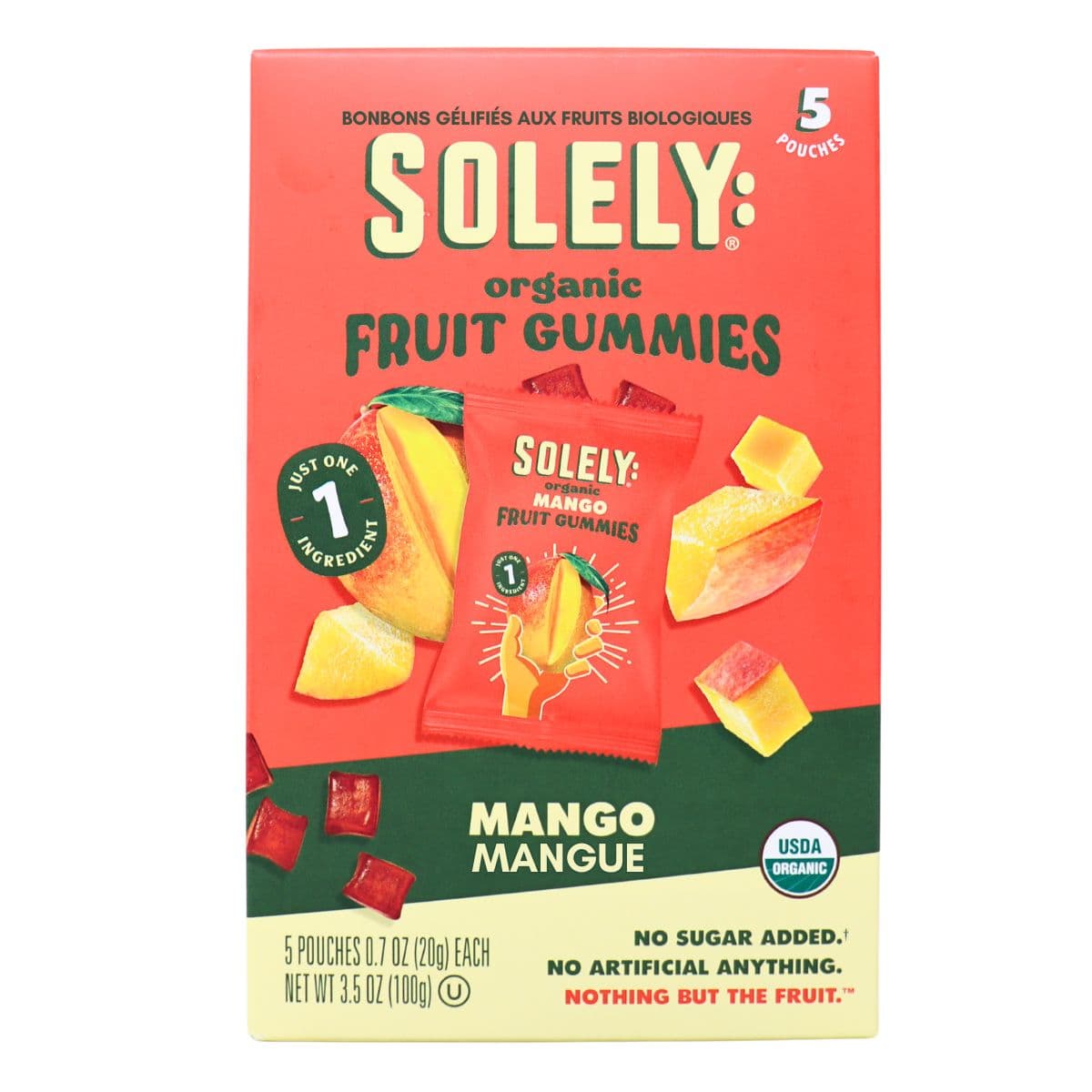 Solely Organic Mango Whole Fruit Gummies, 5 Pouches