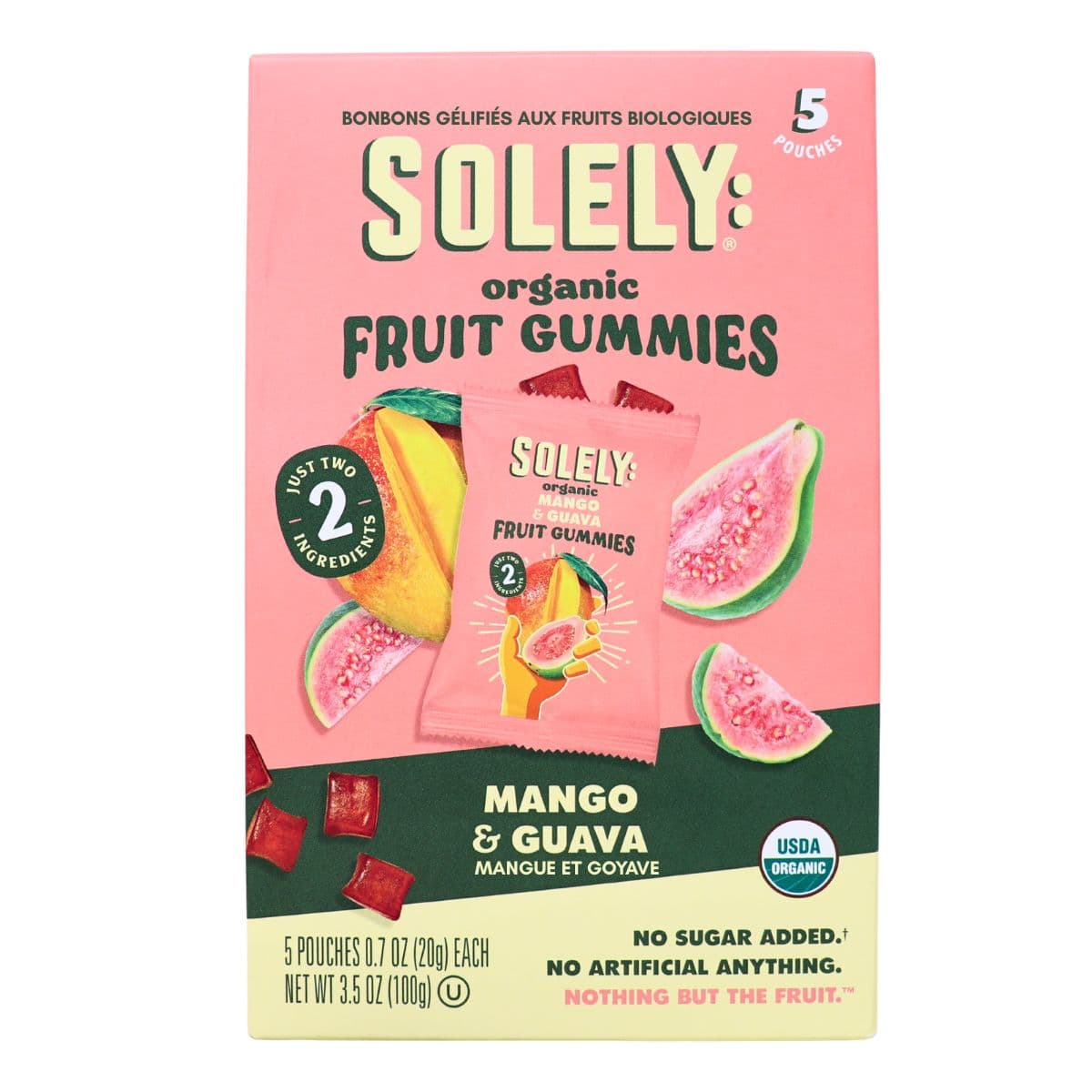 Solely Organic Mango & Guava Whole Fruit Gummies, 5 Pouches