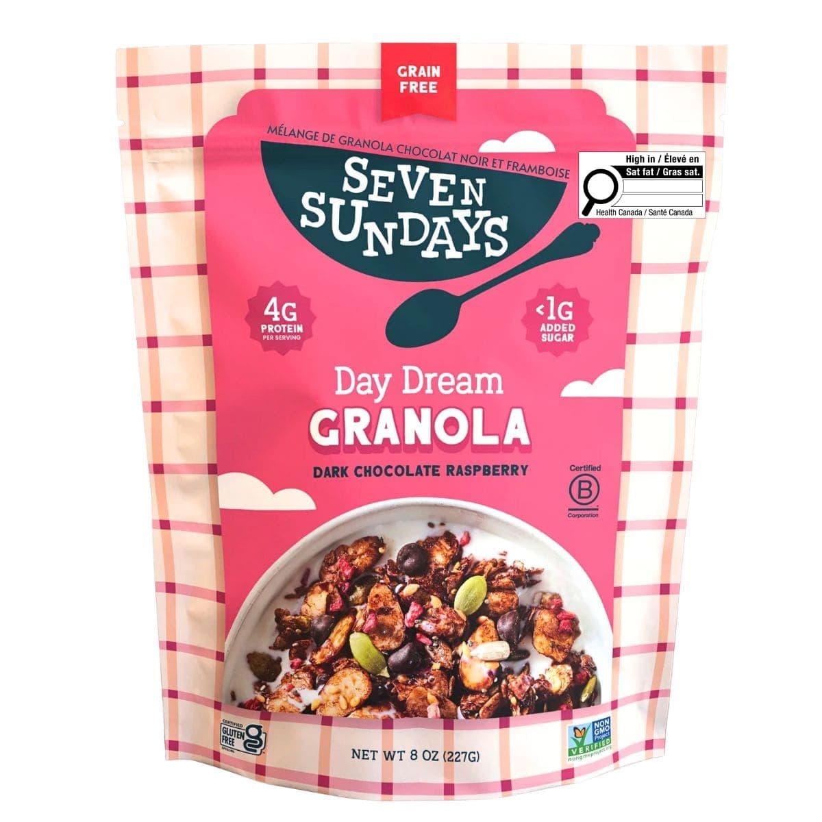 Seven Sundays Grain Free Granola Day Dream Mix Dark Chocolate Raspberry, 227g