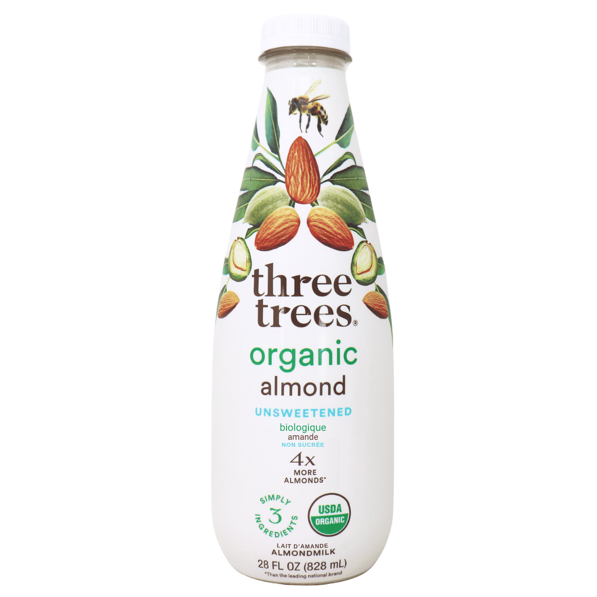 Three Trees Organic Almond Milk Unsweetened, 828 mL
