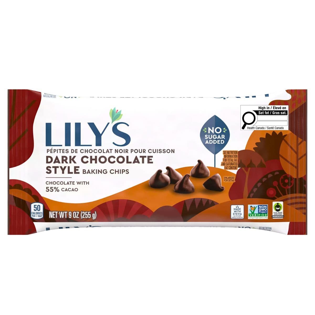 Lily's No Sugar Added Baking Chips Dark Chocolate Style, 255g