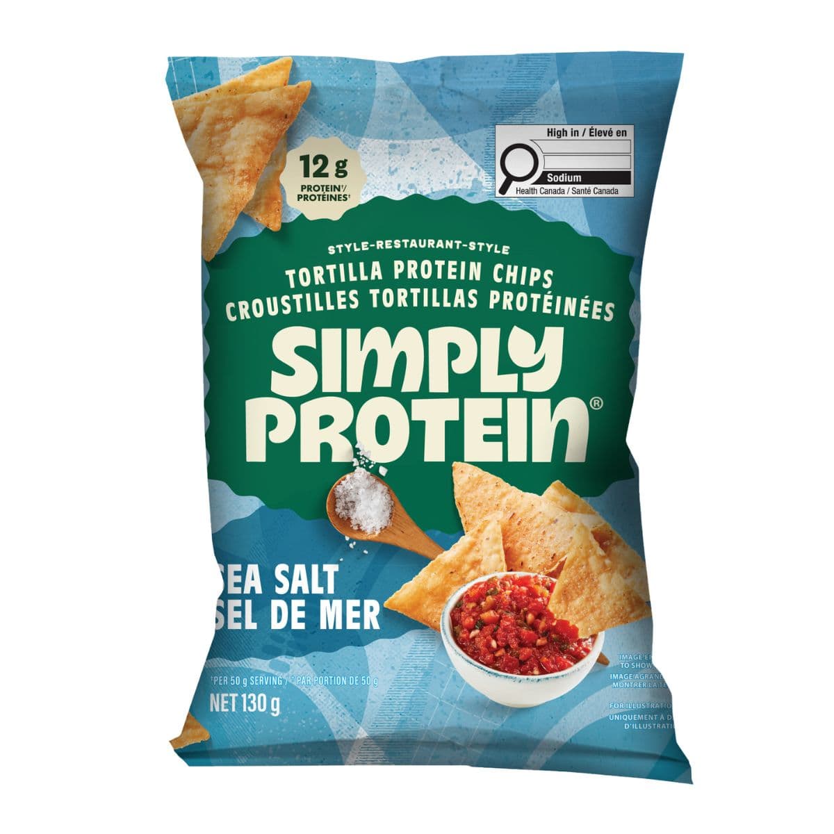 Simply Protein Restaurant-Style Protein Tortilla Chips Sea Salt, 130g