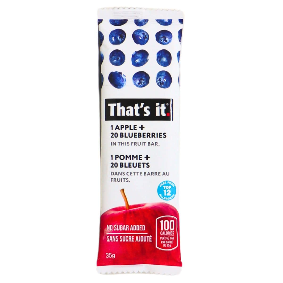 That’s It. No Sugar Added Fruit Bar Apple Blueberry, 1 Bar