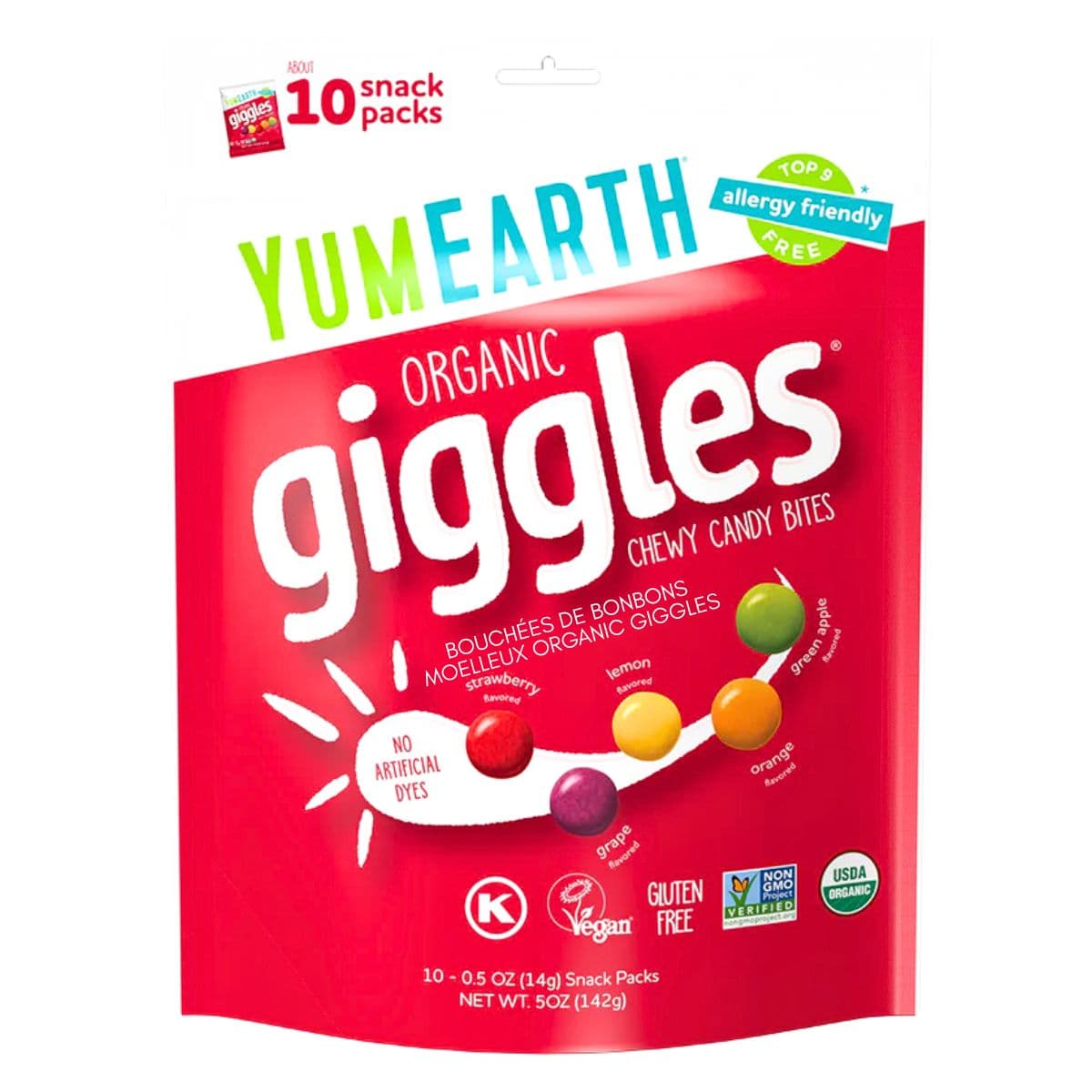 YumEarth Organic Giggles Chewy Candy Bites, 10 Packs