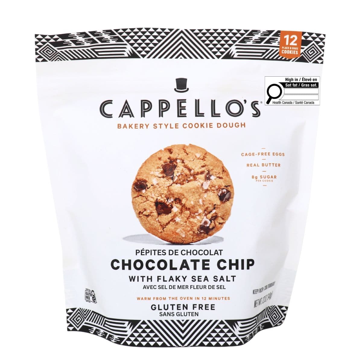 Cappello’s Gluten-Free Cookie Dough Chocolate Chip With Flaky Sea Salt, 340g