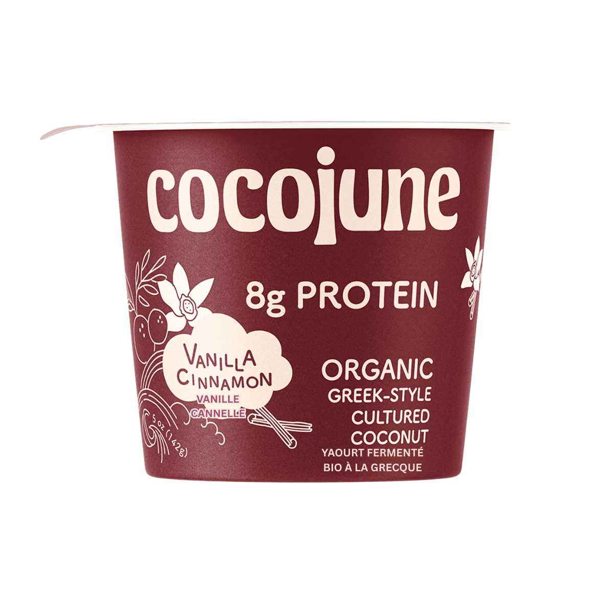 Cocojune High-Protein Greek-Style Cultured Coconut Yogurt Vanilla Cinnamon, 142g