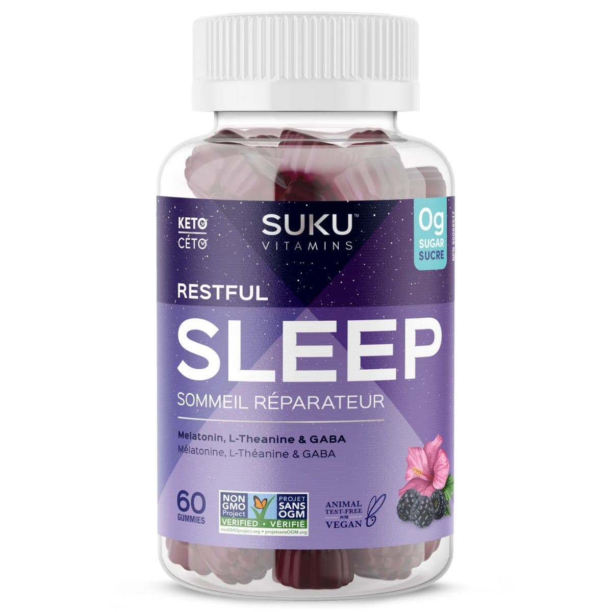 SUKU Vitamins Sugar-Free Gummies Restful Sleep with Melatonin, 60 Gummies