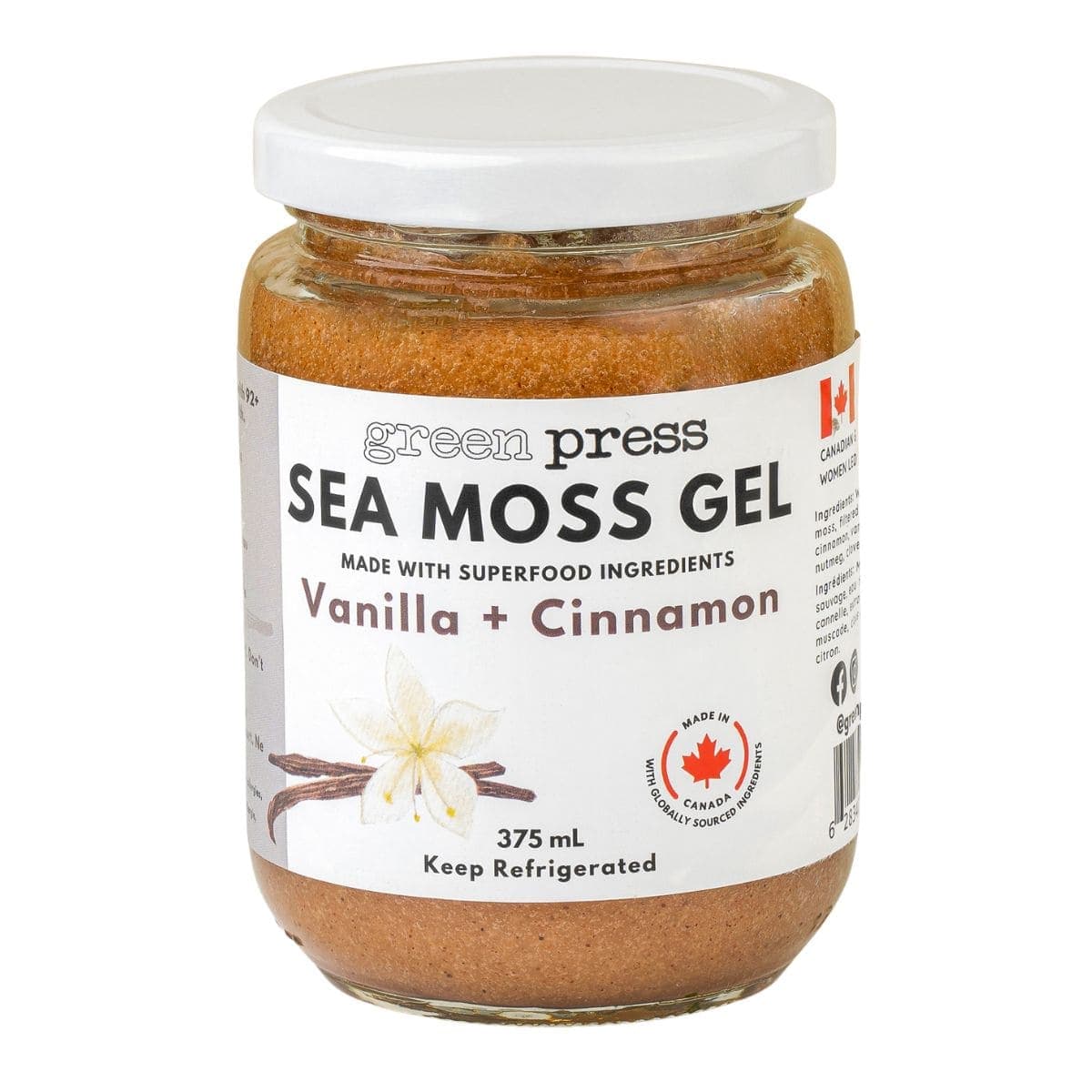 Green Press Sea Moss Gel Vanilla Cinnamon, 375 mL