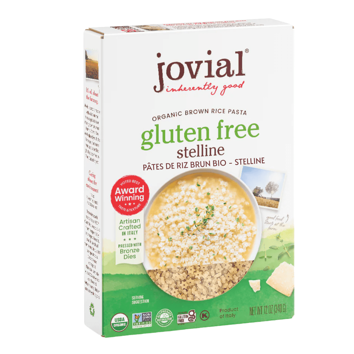 Jovial Gluten Free Organic Brown Rice Pasta Stelline, 340g