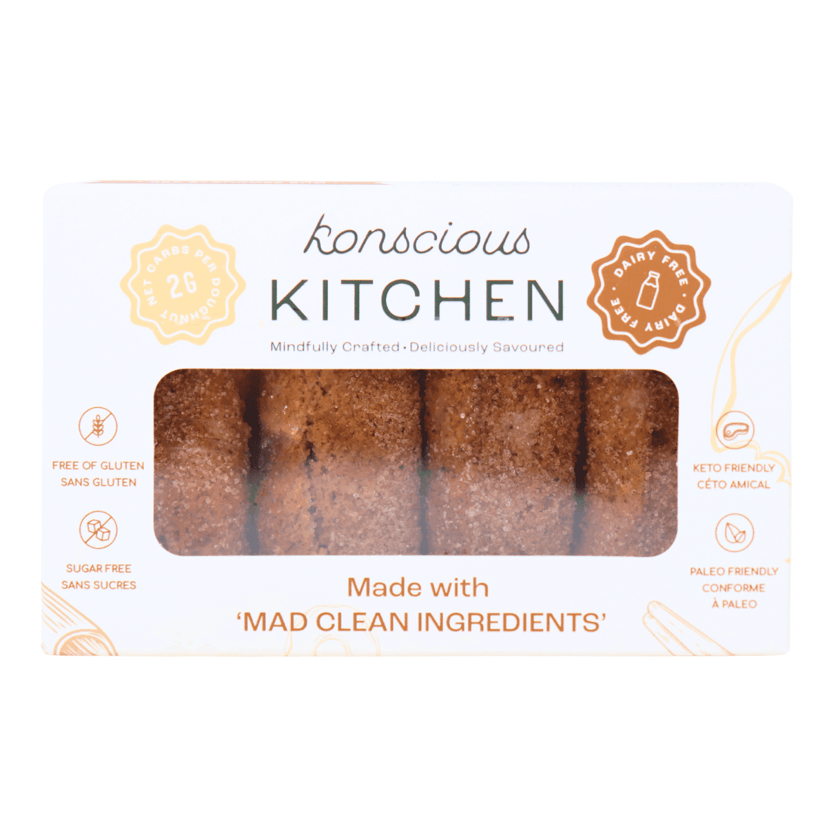 Konscious Kitchen Keto Sweet Cinnamon Doughnuts, 4-Pack