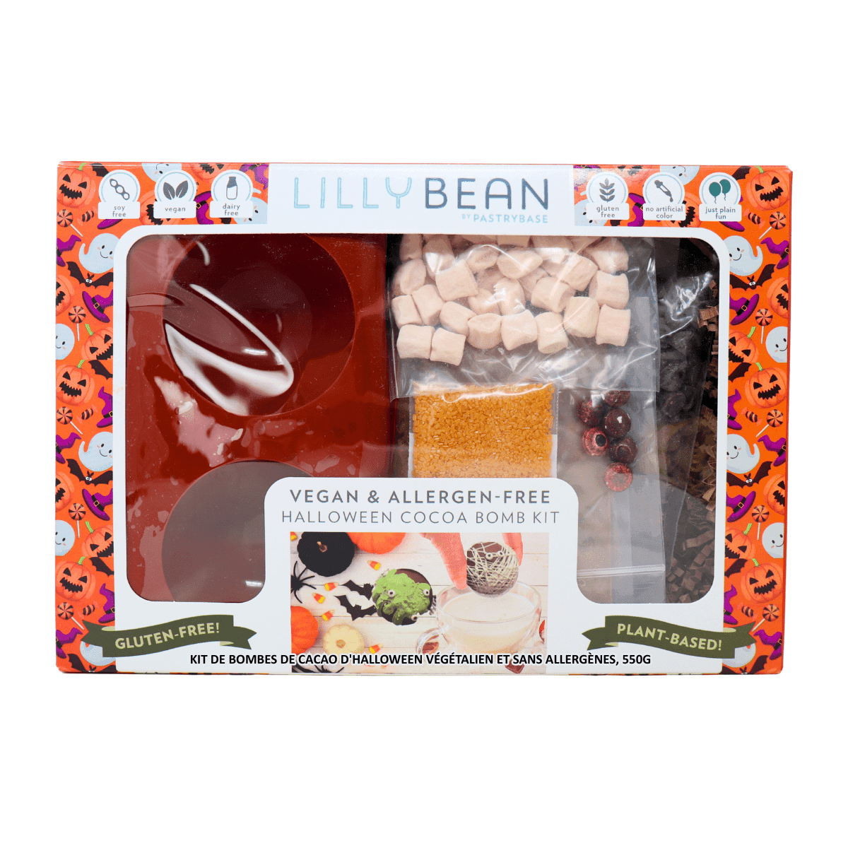 LillyBean Vegan & Allergen-Free Hot Cocoa Bomb Kit Halloween, 550g