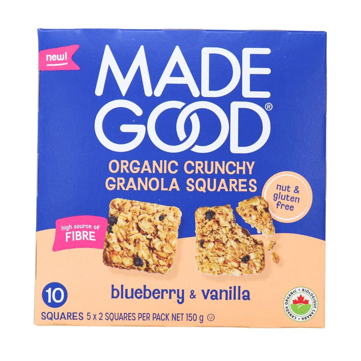 MadeGood Organic Crunchy Granola Squares Blueberry & Vanilla, 5 Packs