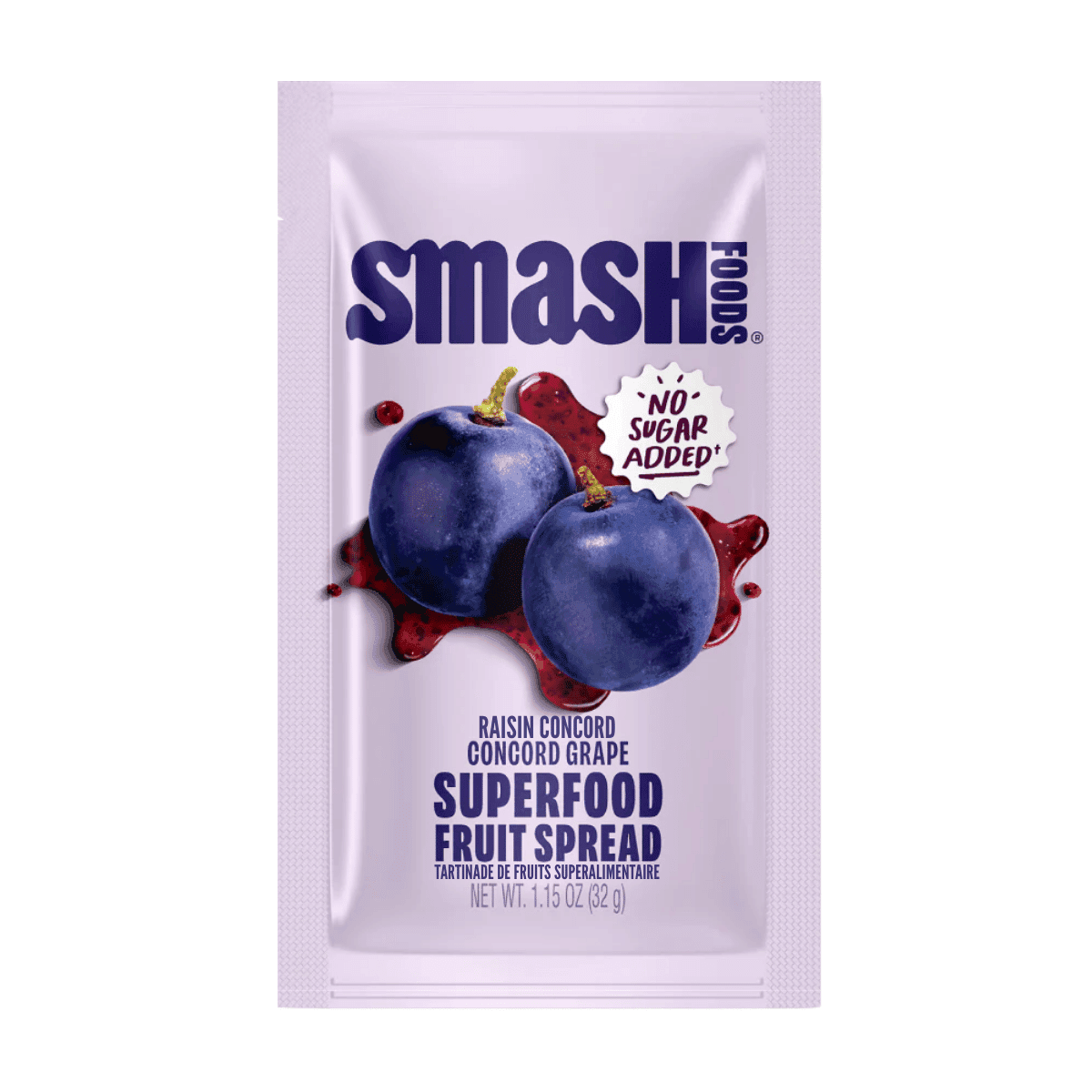 Smash Foods Superfood Fruit Spread Squeeze Packet Concord Grape, 32 g
