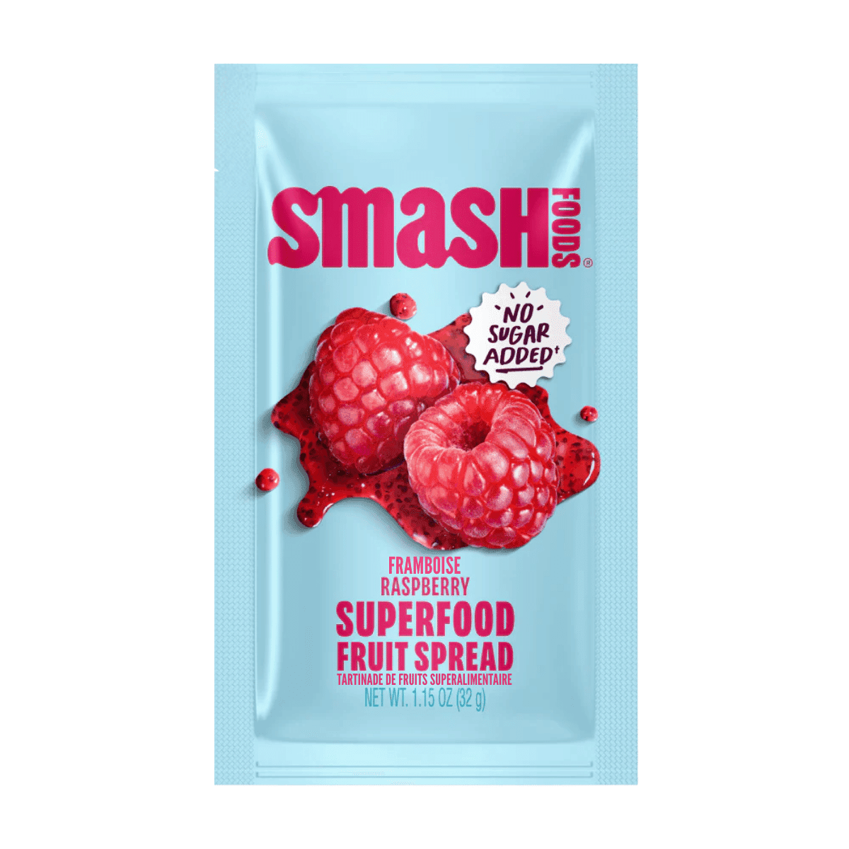Smash Foods Superfood Fruit Spread Squeeze Packet Raspberry, 32 g