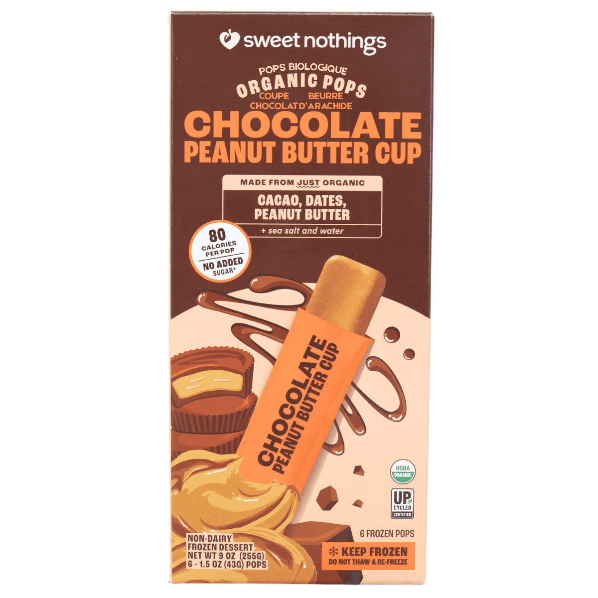 Sweet Nothings Organic Dessert Pops Chocolate Peanut Butter Cup, 6 pack