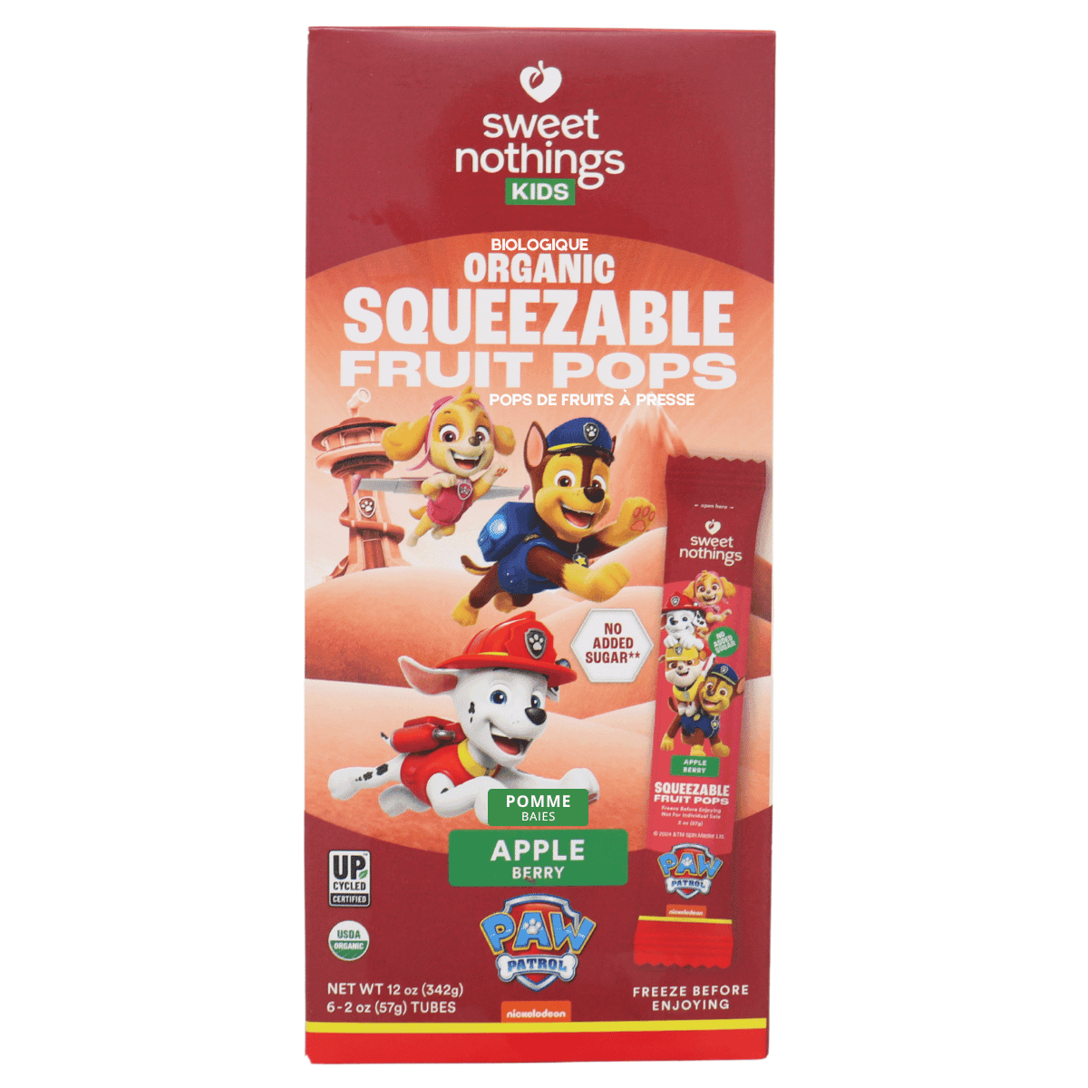 Sweet Nothings Organic Fruit Pops Apple Berry PAW Patrol, 6 pack