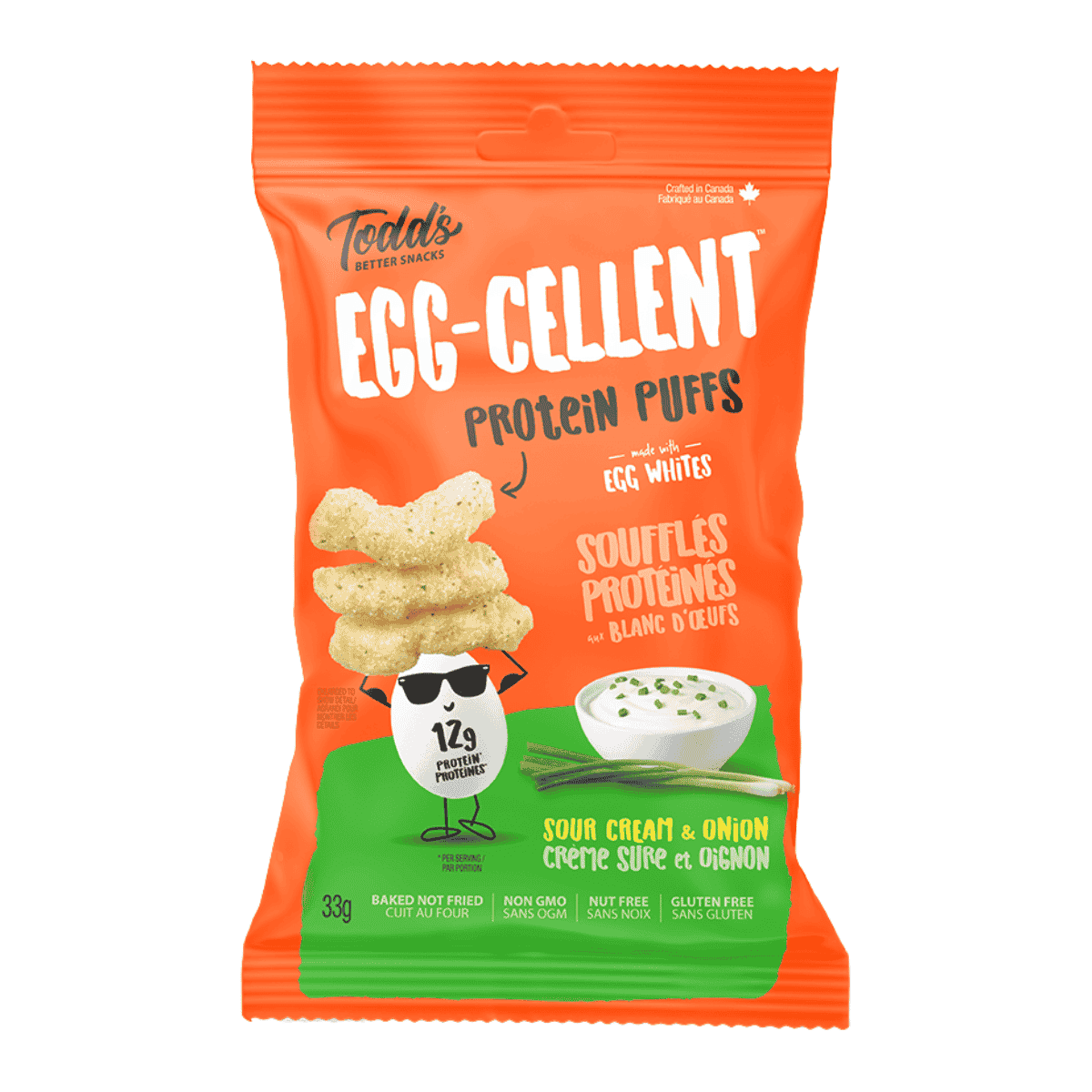Todd’s Better Snacks Egg-Cellent Protein Puffs Sour Cream & Onion, 33g