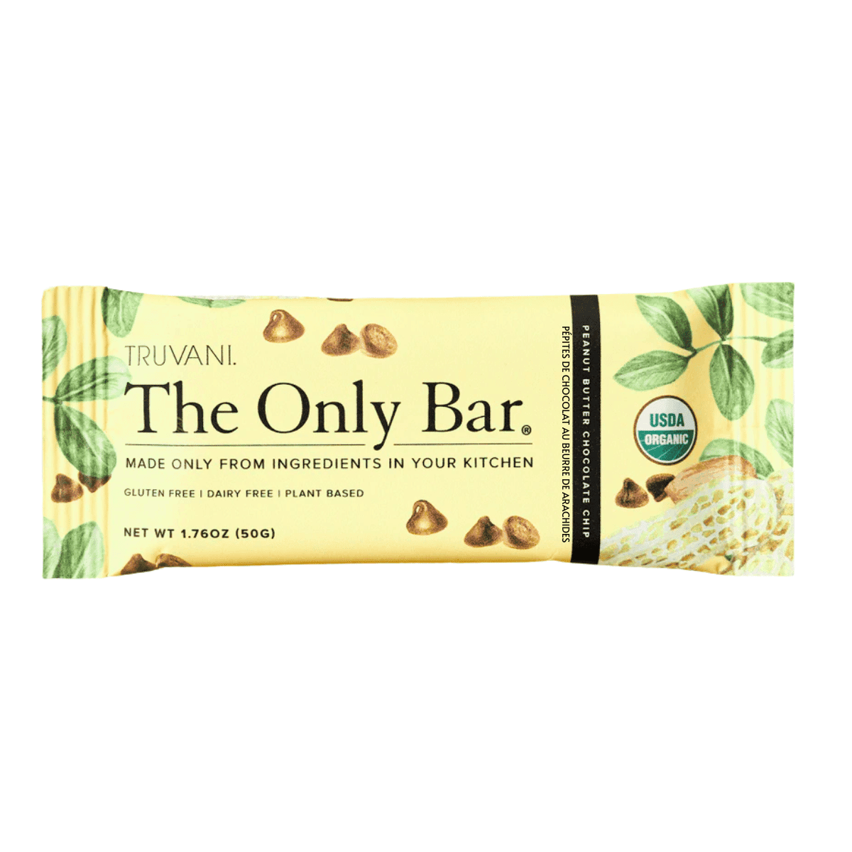 TRUVANI The Only Bar Gluten-Free Snack Bar Peanut Butter Chocolate Chip, 50g