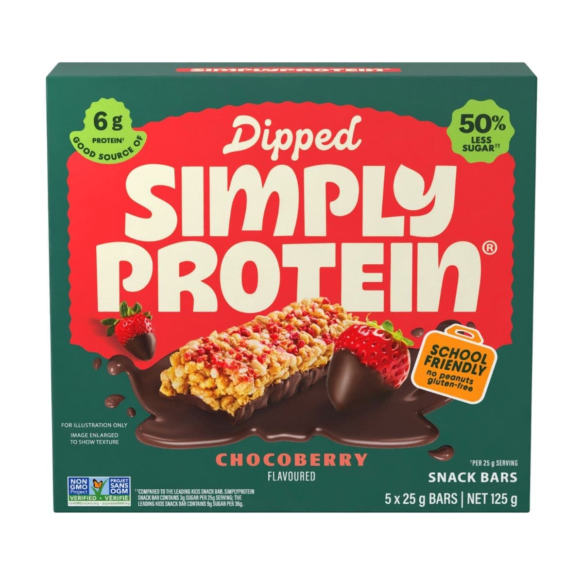 Simply Protein Dipped Snack Bars Chocoberry, 5 Bars