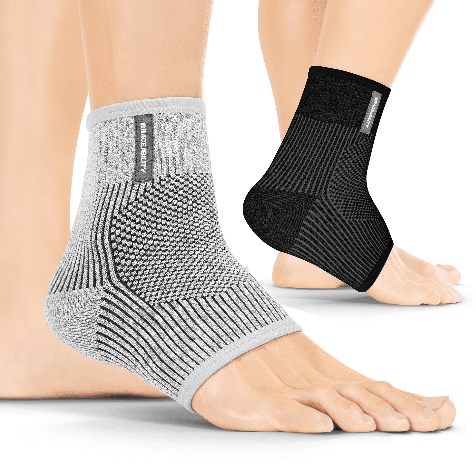 Comfort Knit Ankle Compression Sleeve - Soft Foot Brace for Swelling, Plantar Fasciitis, Tendonitis, Arthritis Pain Relief (1 Sleeve) - S/M Gray