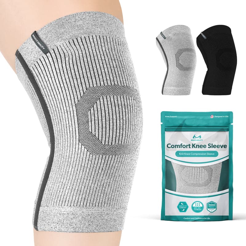 Plus Size Compression Knee Sleeve – Support Brace for Osteoarthritis, Bursitis, Swelling, and Meniscus Tears - 5XL/6XL Gray