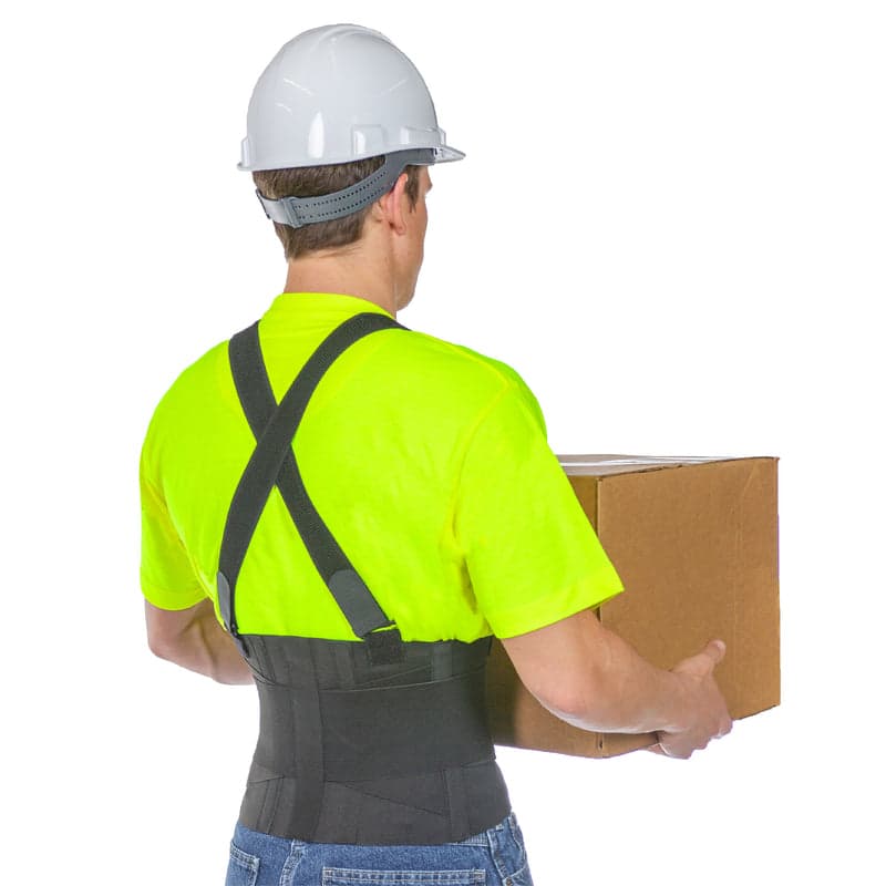 Back Brace for Work | Heavy Lifting Support Belt with Shoulder Straps for Industrial Construction and Warehouse Workers - M
