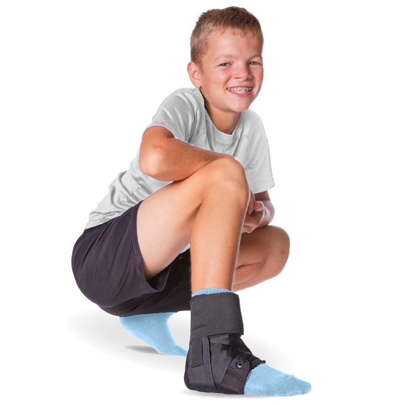 Lace Up Kids Ankle Brace | Pediatric Figure 8 Sprained Foot Support Wrap for Youth in Sports - S