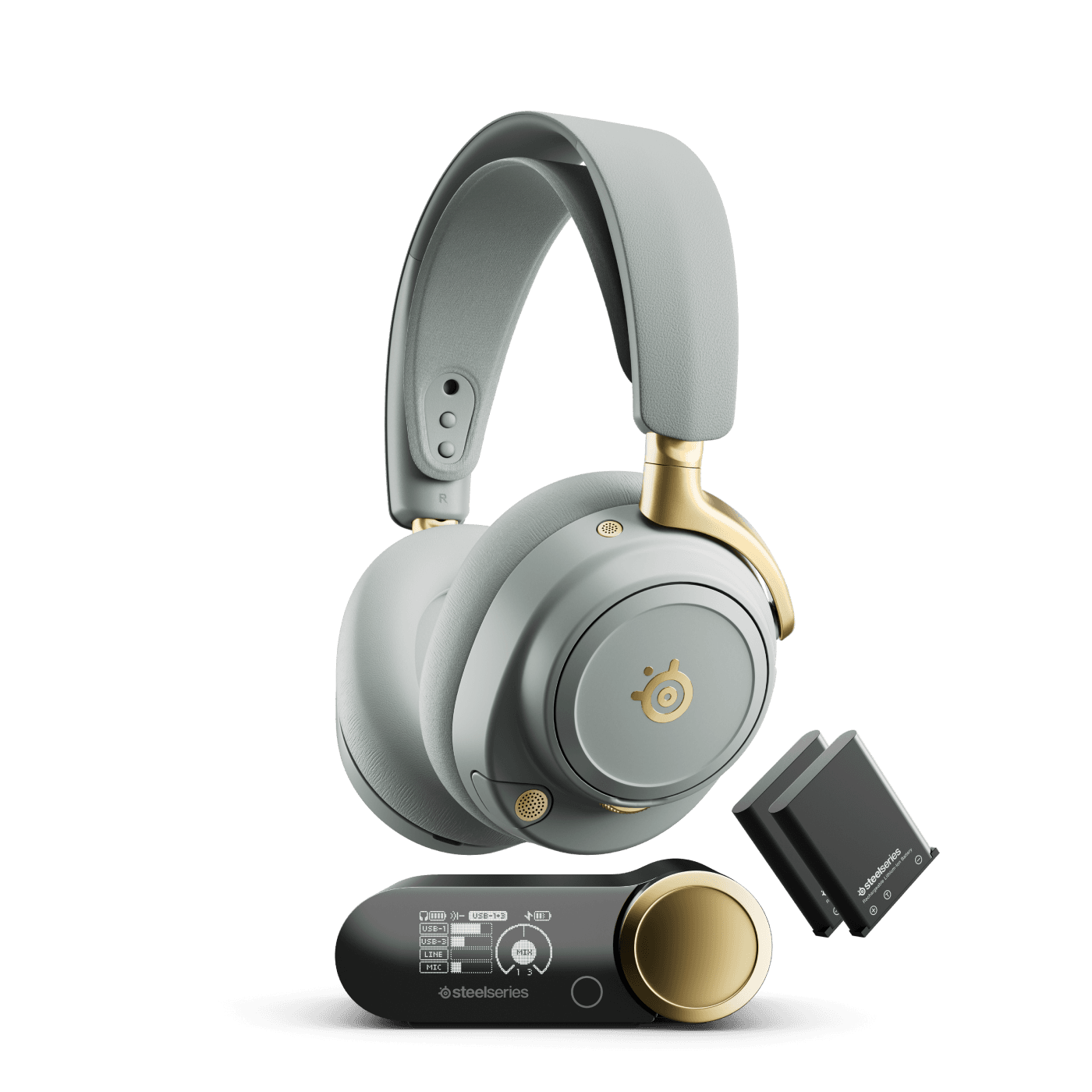 SteelSeries Arctis Nova Elite Wireless Hi-Res Audio Gaming Headset | Sage & Gold