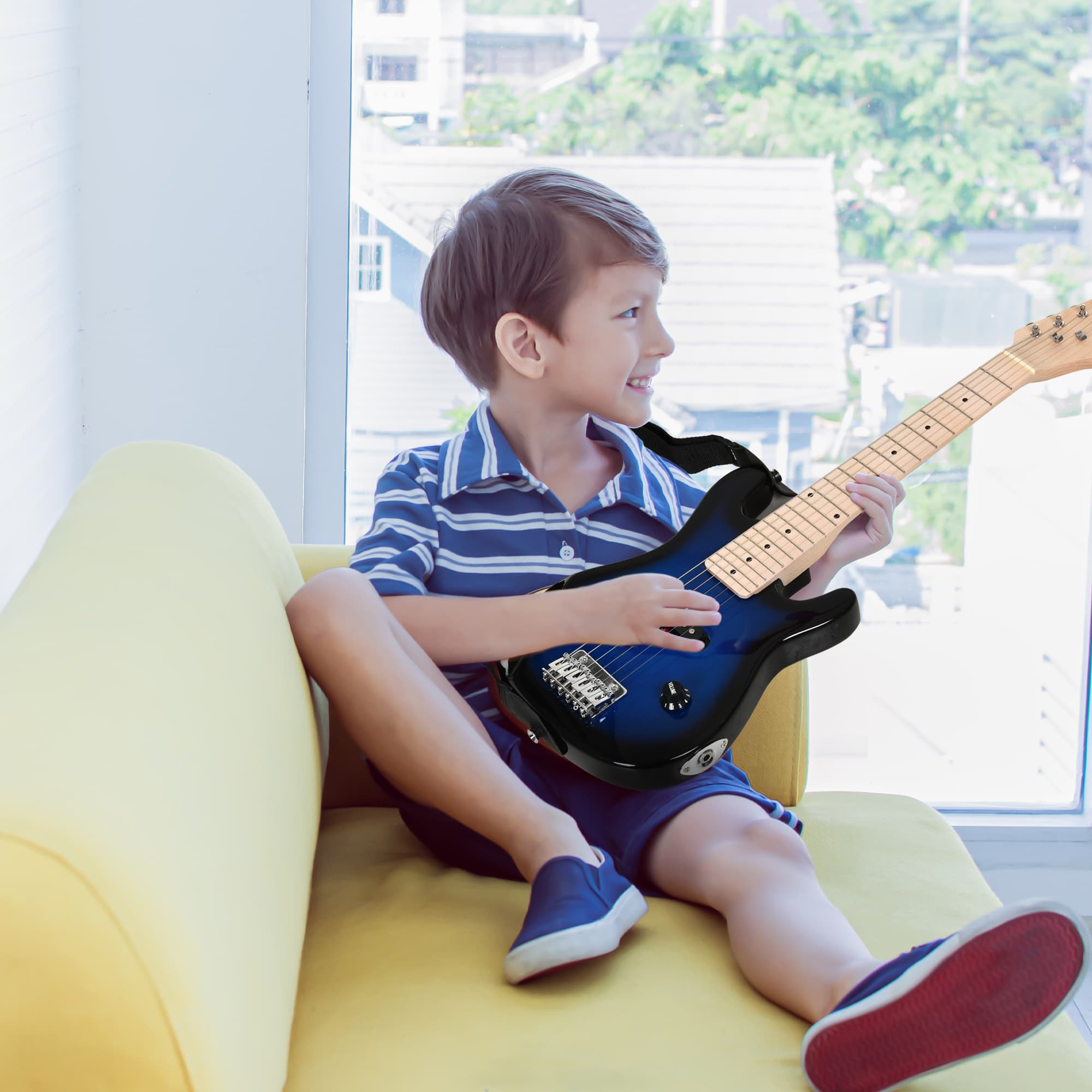 HOMCOM Kids Electric Guitar Set 30" w/ Amp Beginners Kit Accessory Bag Blue Black | Aosom Canada