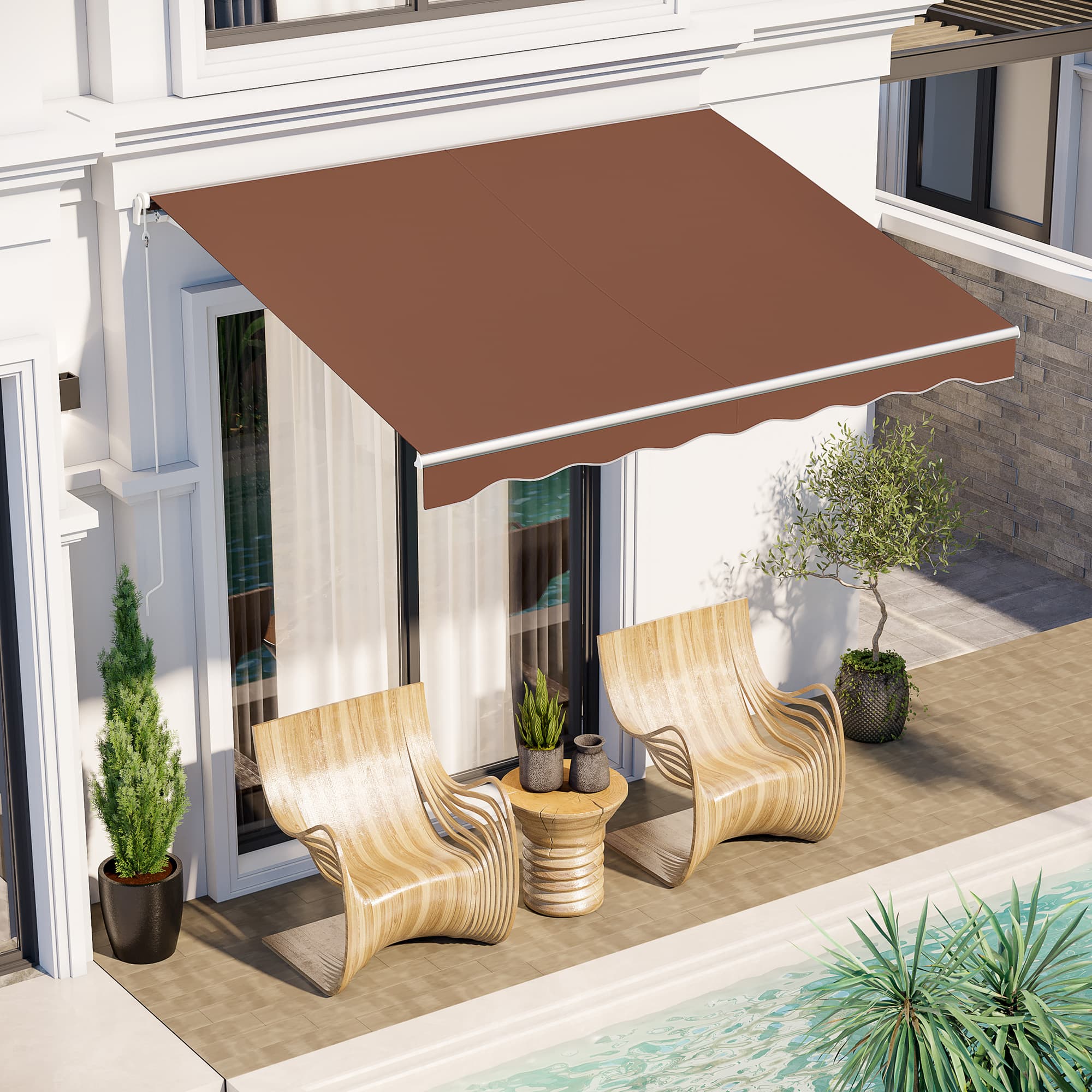 Outsunny 10'x8' Electric Sun Shade Awning: UV Protection with Remote & Manual Crank Handle | Aosom Canada
