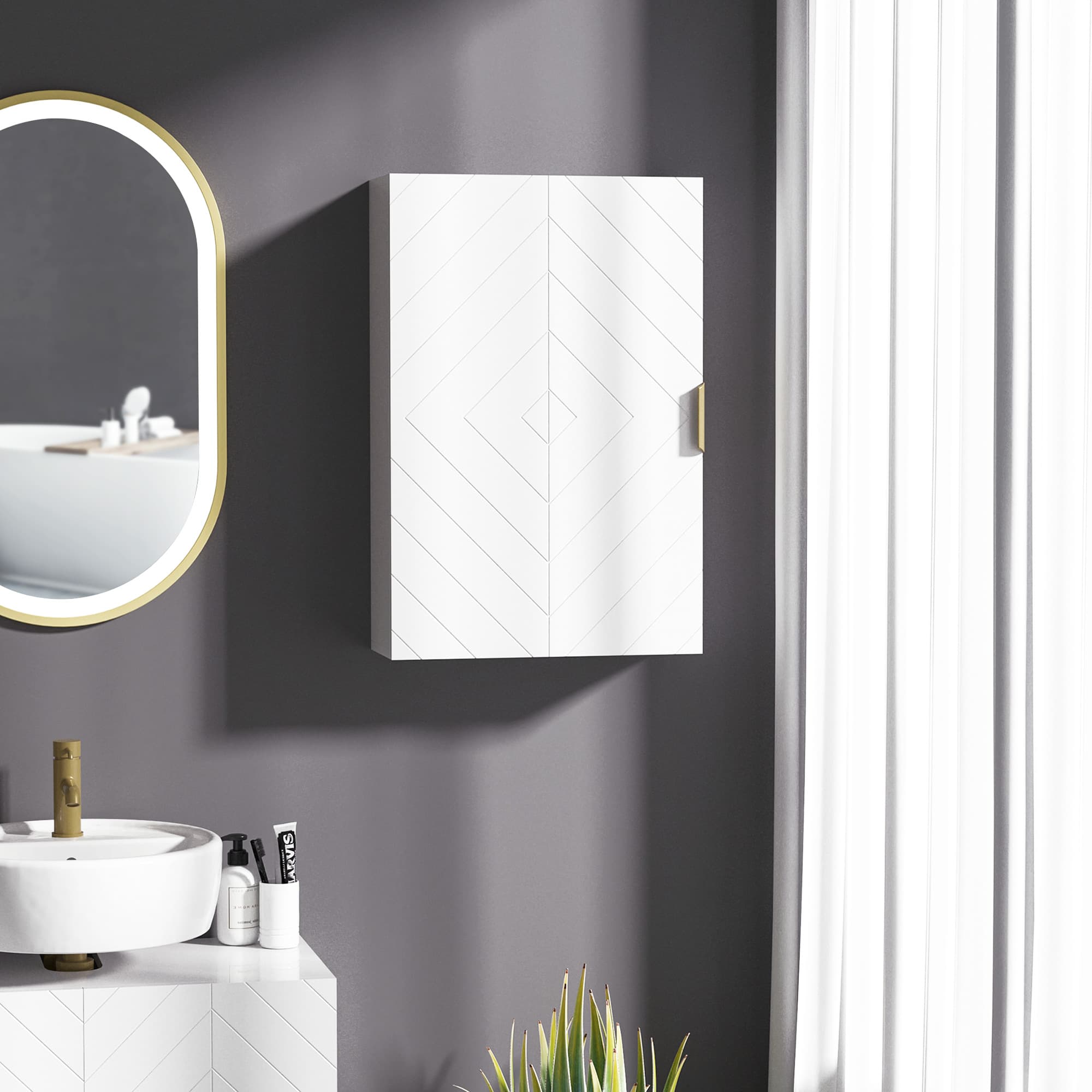 kleankin Bathroom Medicine Cabinet, Modern Wall Cabinet with Adjustable Shelves and Single Door for Laundry Room | Aosom Canada