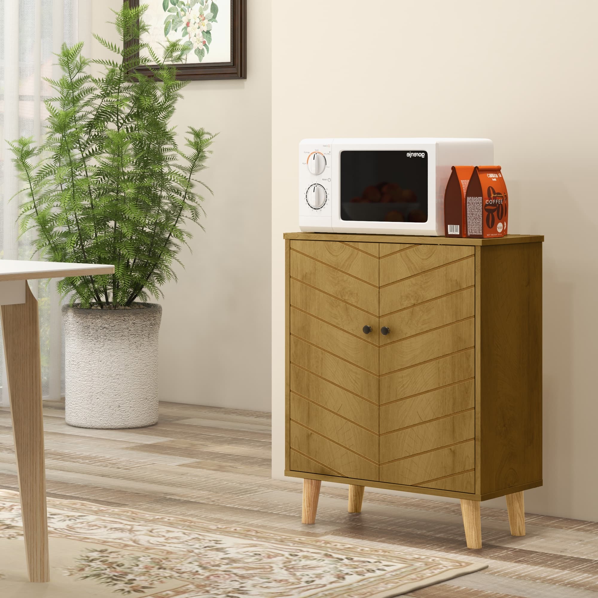 HOMCOM Natural Wood Storage Cabinet: Shelf Cupboard with Wood Legs for Living Room, Bathroom & Versatile Organization | Aosom Canada