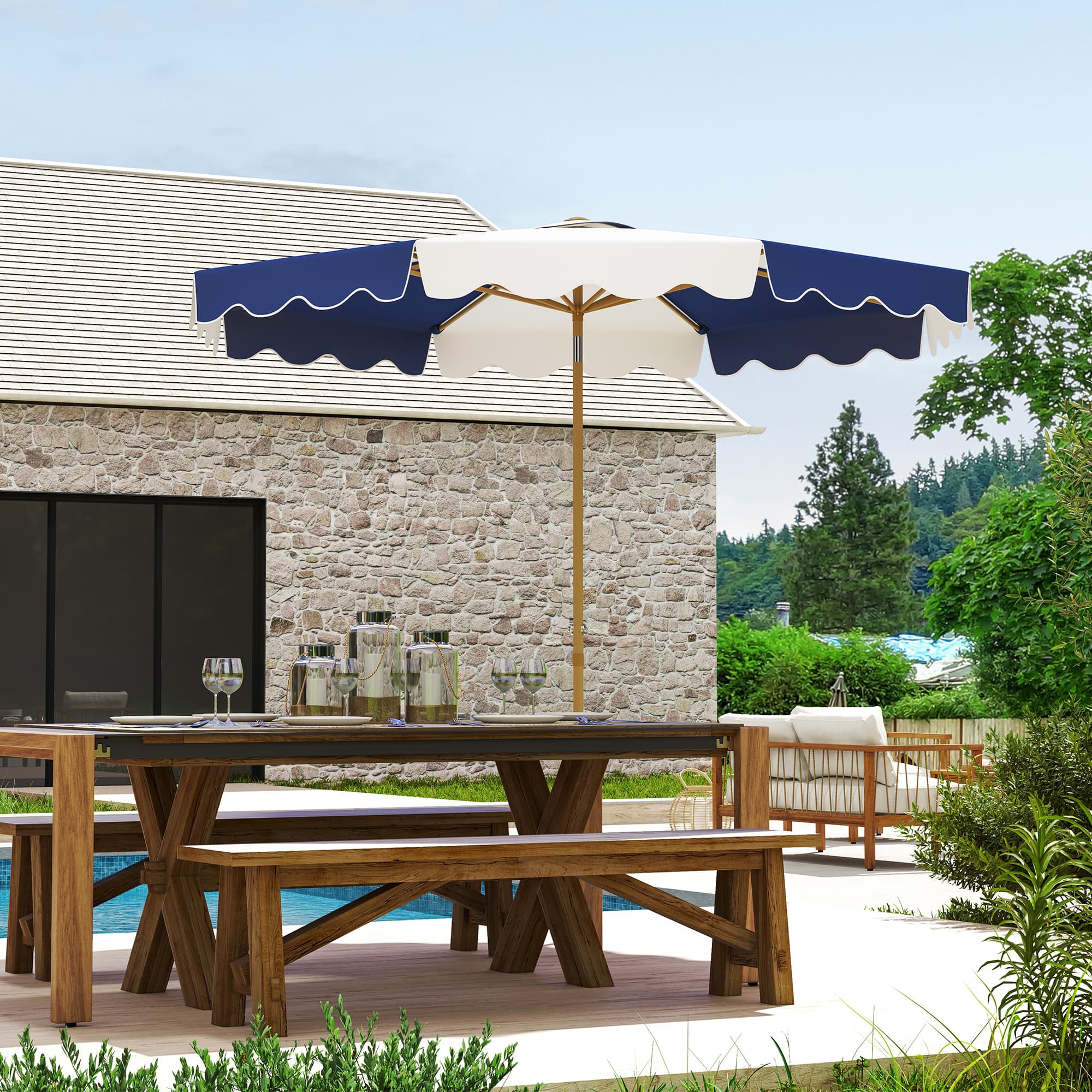 Outsunny 9FT Patio Umbrella with 8 Ribs, Crank & Tilt, UPF 50+ for Garden, Deck, Poolside, Mixed Colour | Aosom Canada