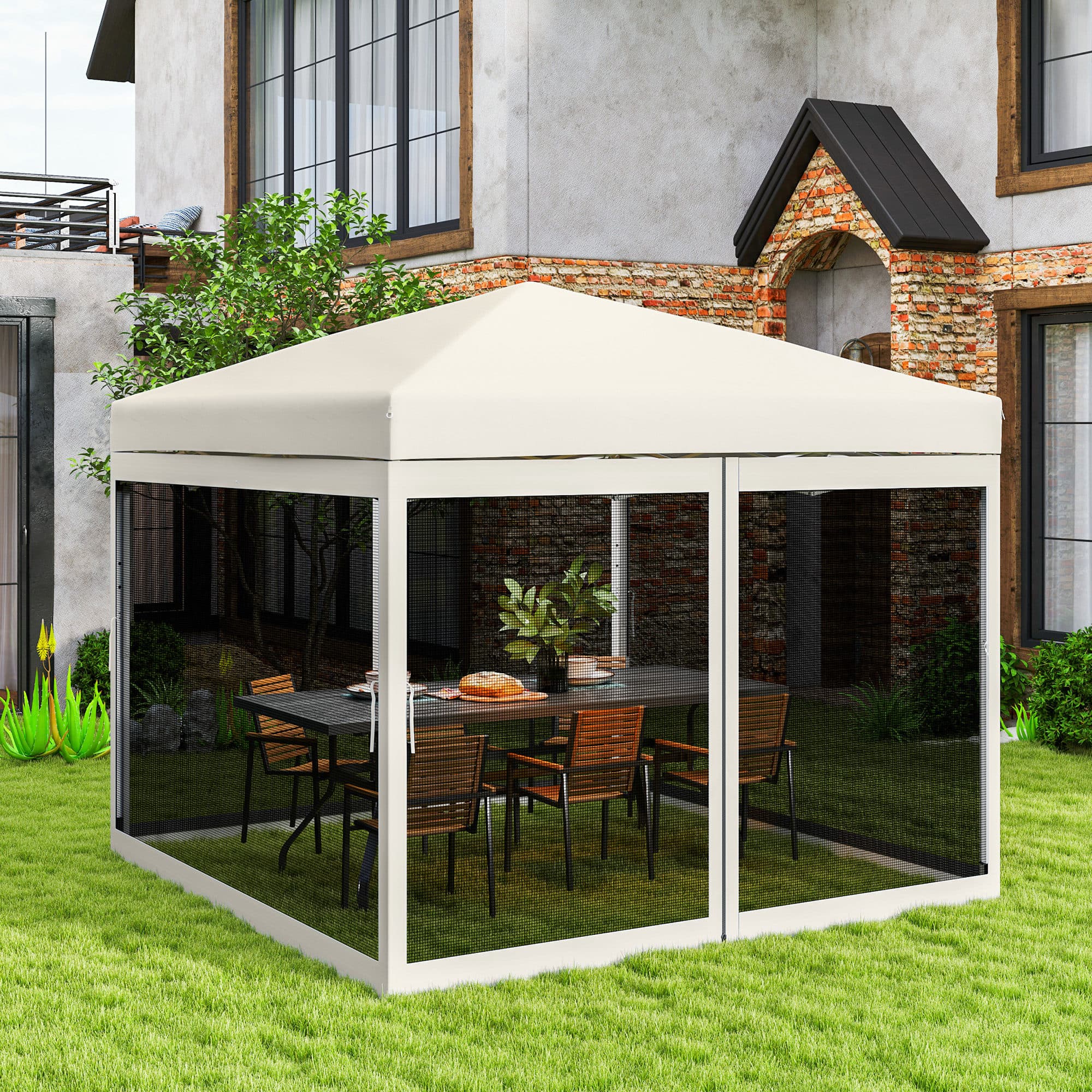 Outsunny Gazebo Mosquito Netting, Replacement Mosquito Netting with Zippers for 10' x 10' Pop-Up Canopy Tent (Mosquito Net Only) | Aosom Canada