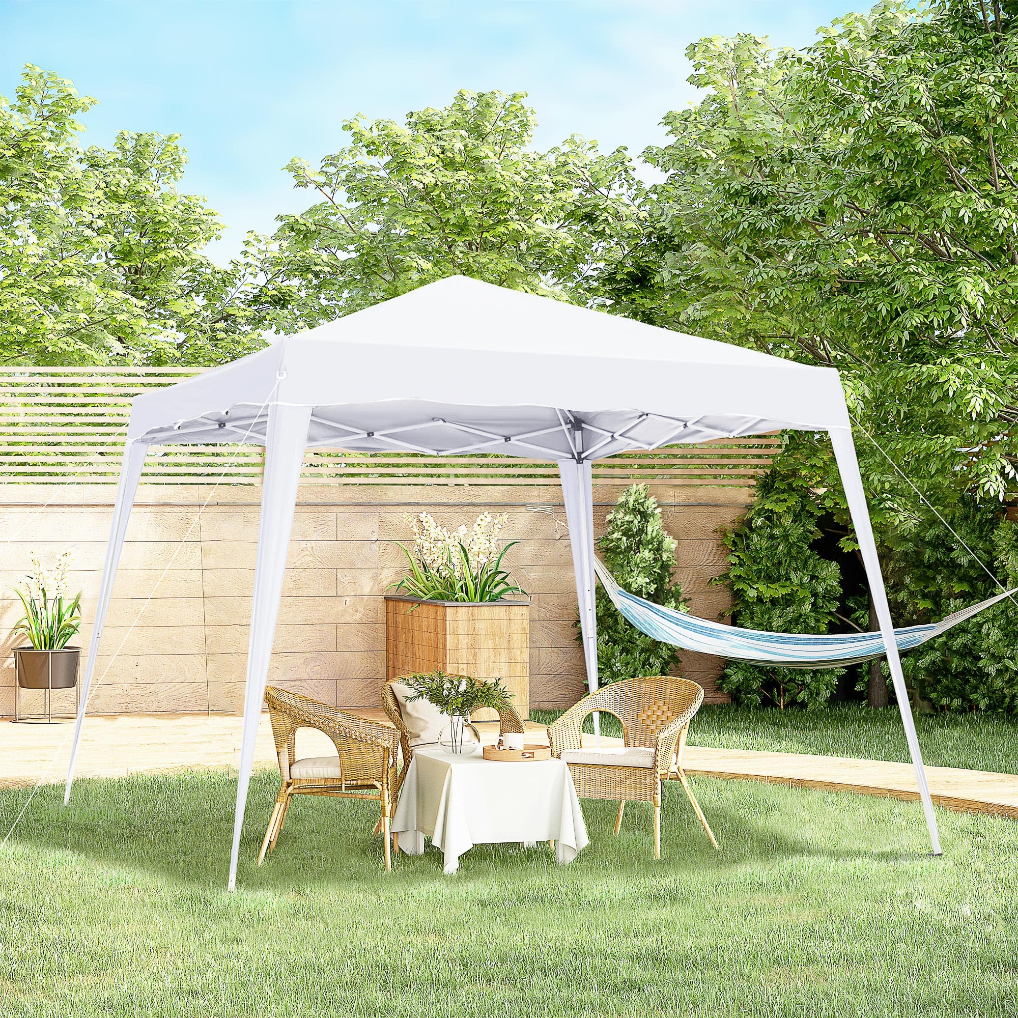 Outsunny 8' x 8' Pop Up Canopy, Outdoor Foldable Tent, Portable Canopy Tent with Carrying Bag for Camping, Party, Picnic, White | Aosom Canada