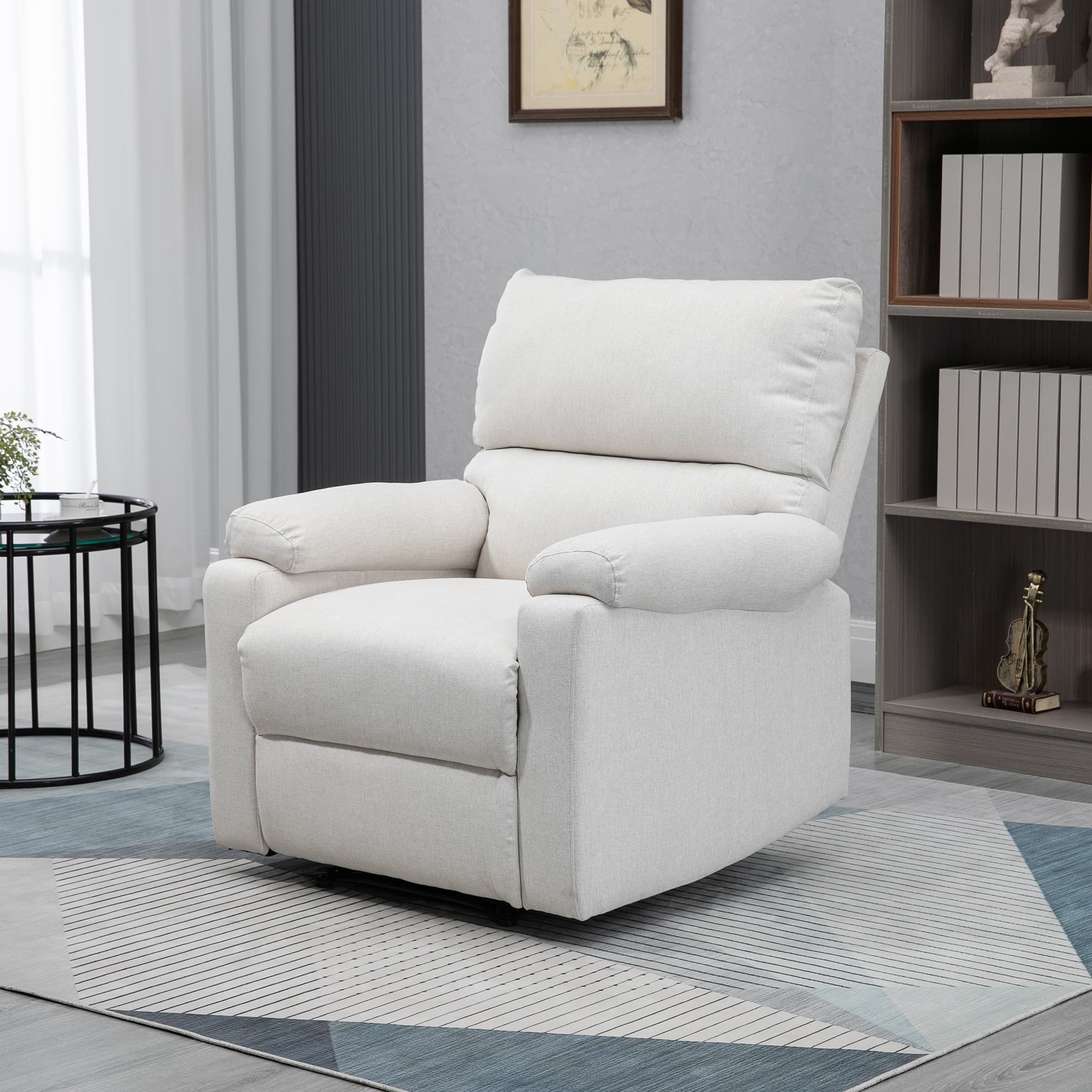 HOMCOM Recliner Sofa Manual Reclining Chair with Footrest Padded Seat for Living Room, Bedroom, Study, Cream White | Aosom Canada