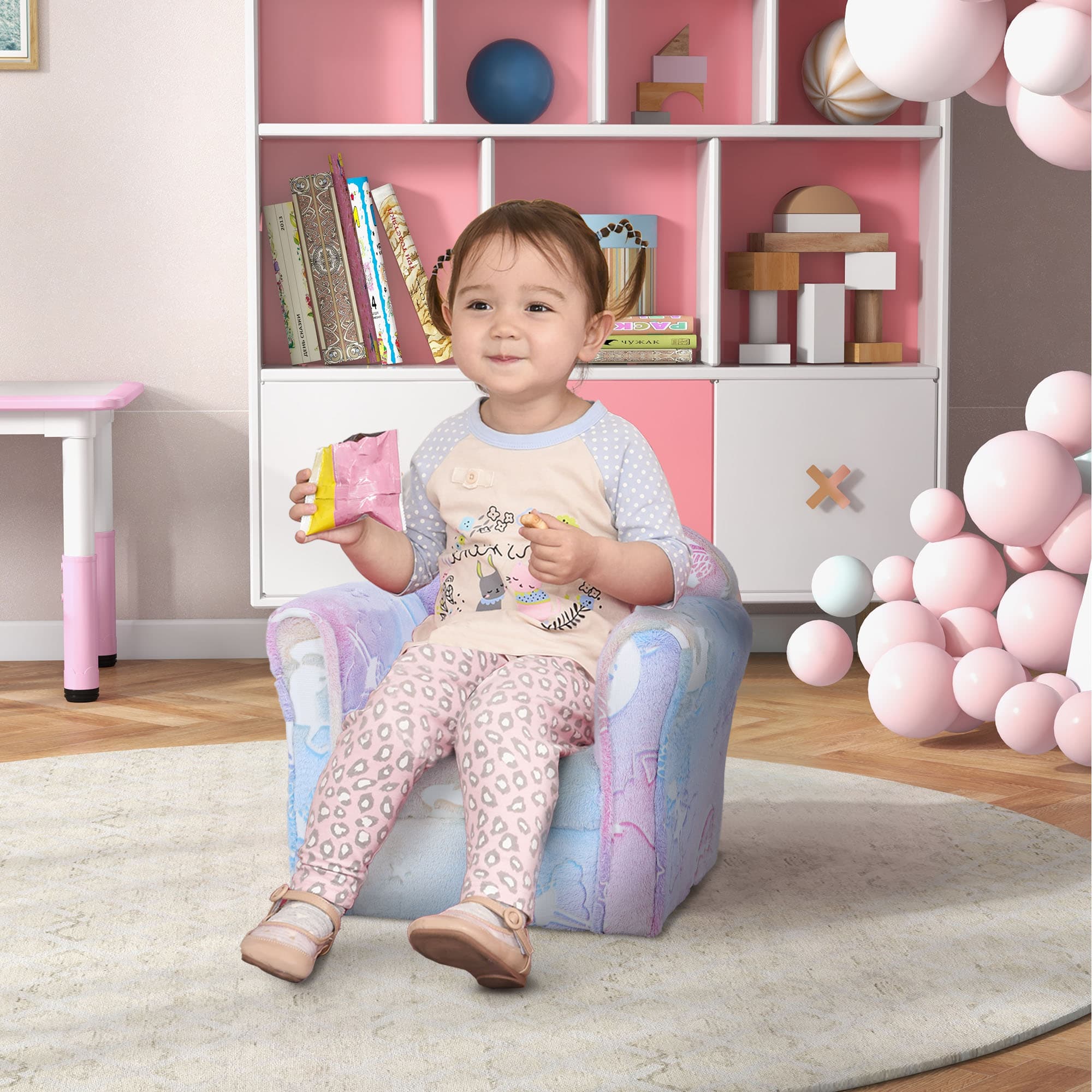 Qaba Toddler Chair with Luminous Fairy Design, Wooden Frame, for 18-36 Months, Multicolour | Aosom Canada