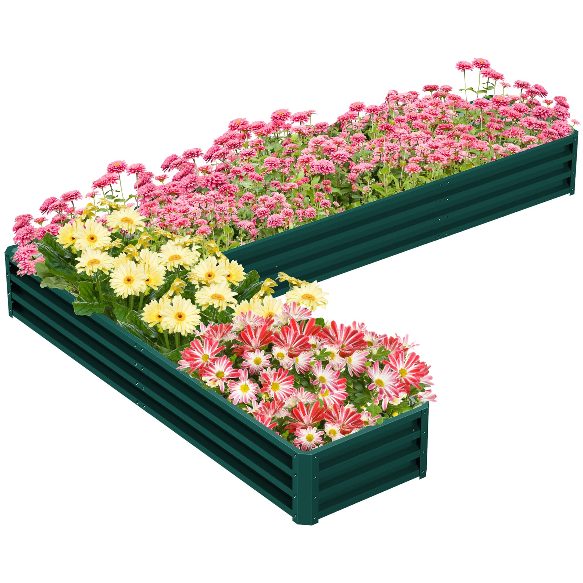 Outsunny Galvanized Raised Garden Bed Steel Planter Box with Rods for Vegetables Flowers Herbs 82" x 109" x 12" Green | Aosom Canada