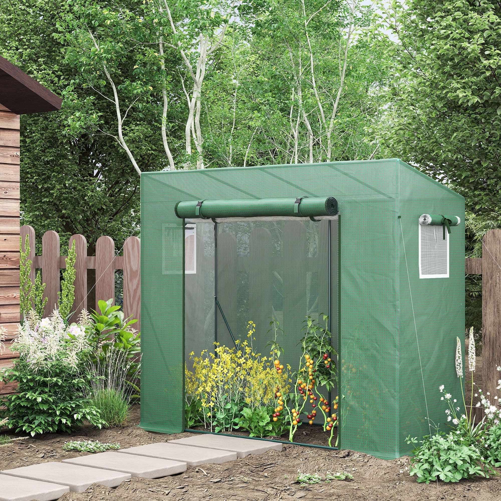 Outsunny Patio Grow Cabinet: 6.6' x 2.5' x 5.5' Walk-in Hot House with Steel Frame Door Window for Balcony Patio, Green | Aosom Canada