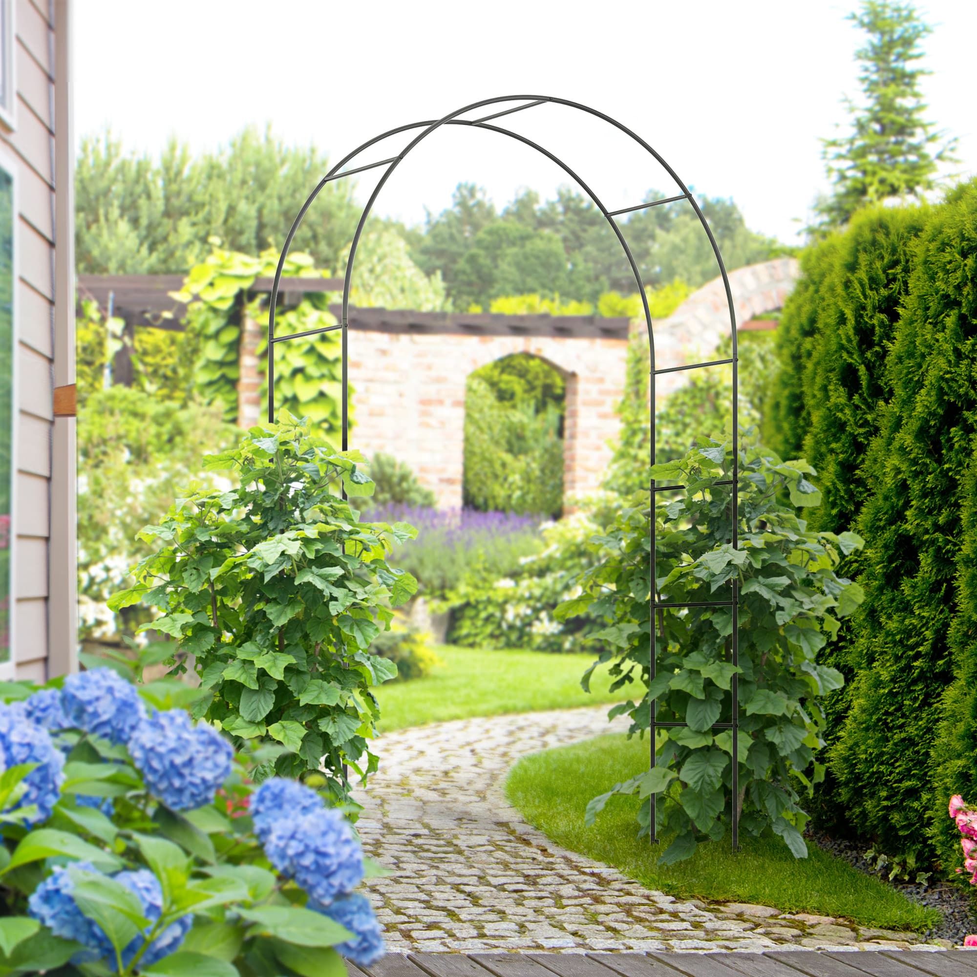 Outsunny 7.9FT Garden Arch Trellis, Metal Arch, Outdoor Garden Arbor for Climbing Plants, Wedding Decoration | Aosom Canada